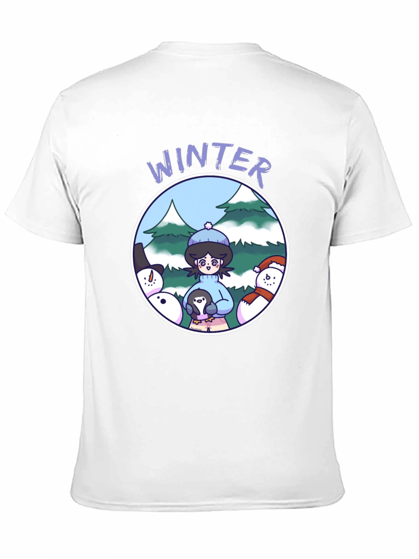 Camiseta Negra Invierno con Diseño Animado