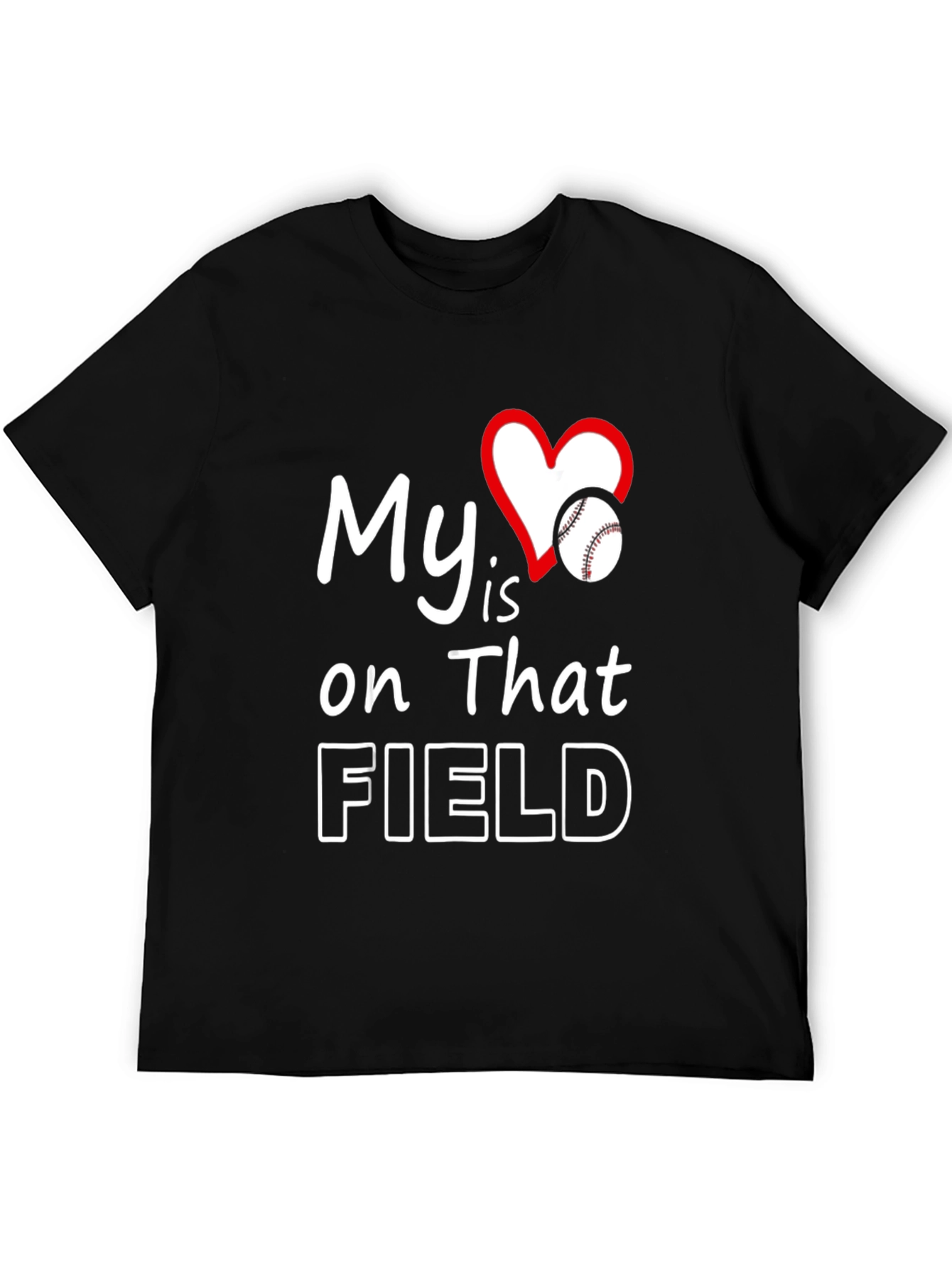 Camiseta Negra My Heart is on That Field Baseball