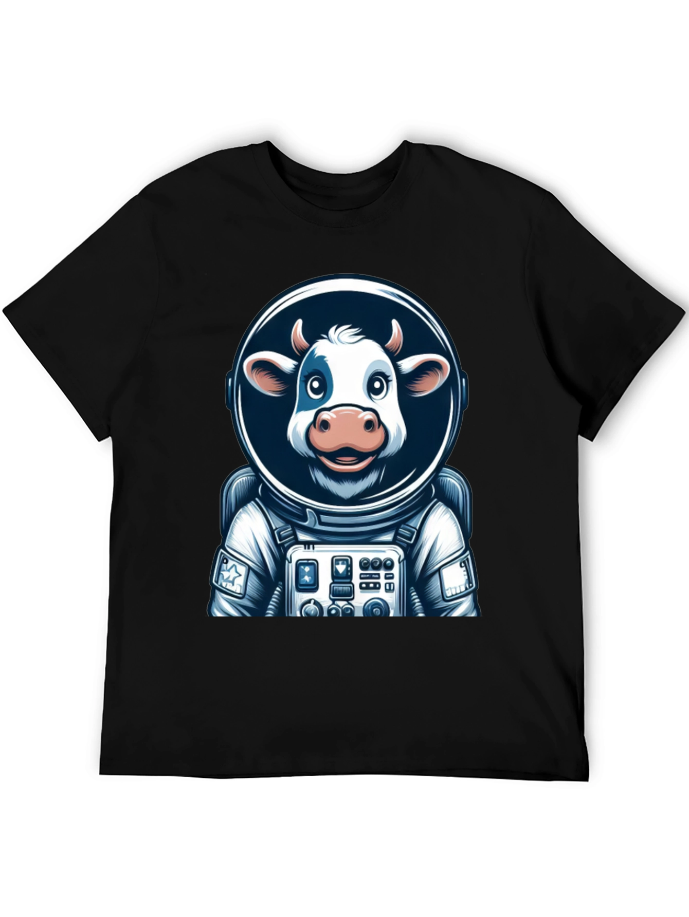 Camiseta Negra: Vaca Astronauta Espacial