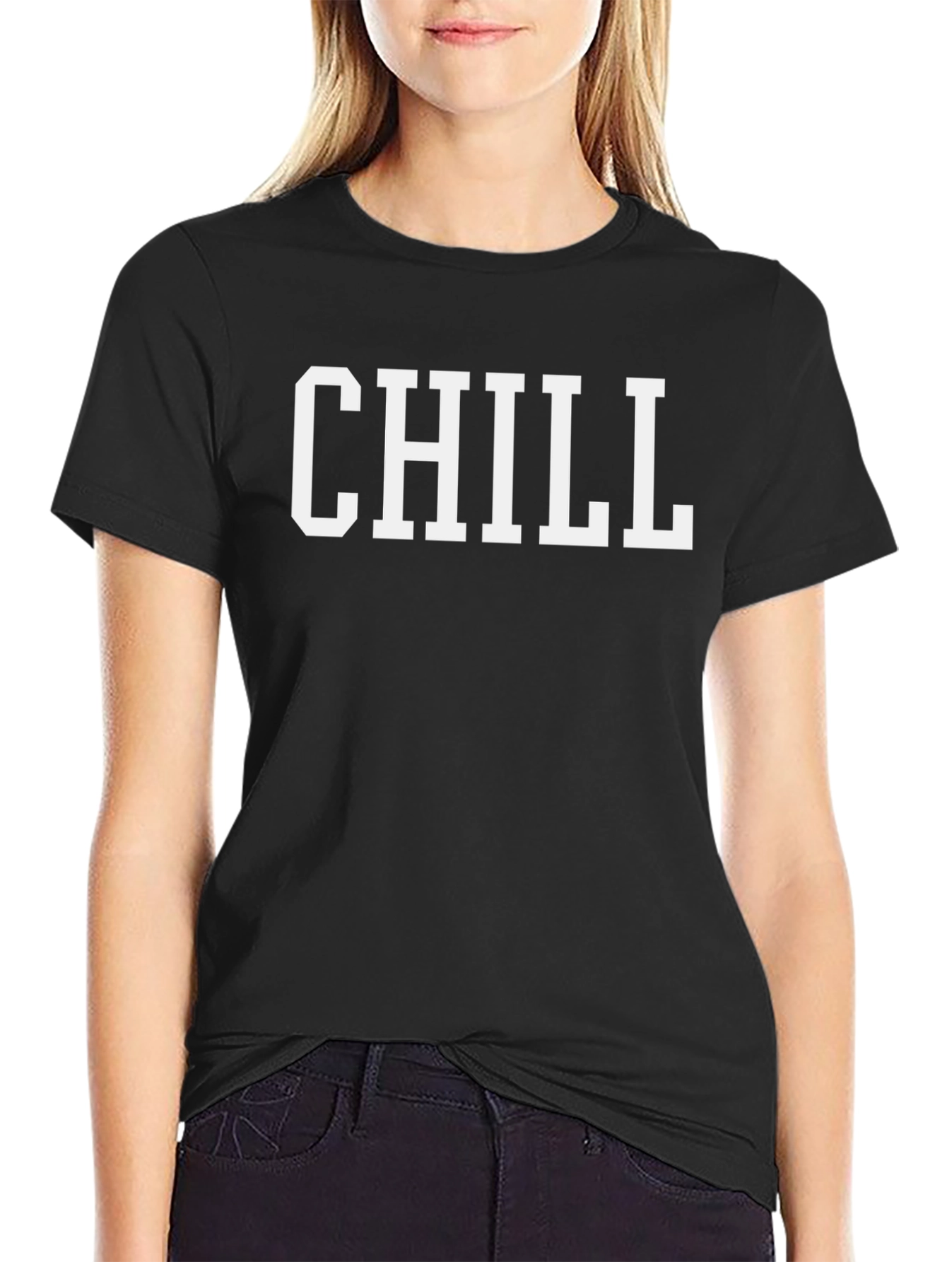 Camiseta Hombre Negra con Estampado CHILL