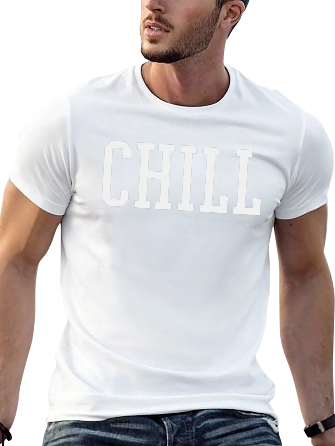 Camiseta Hombre Negra con Estampado CHILL