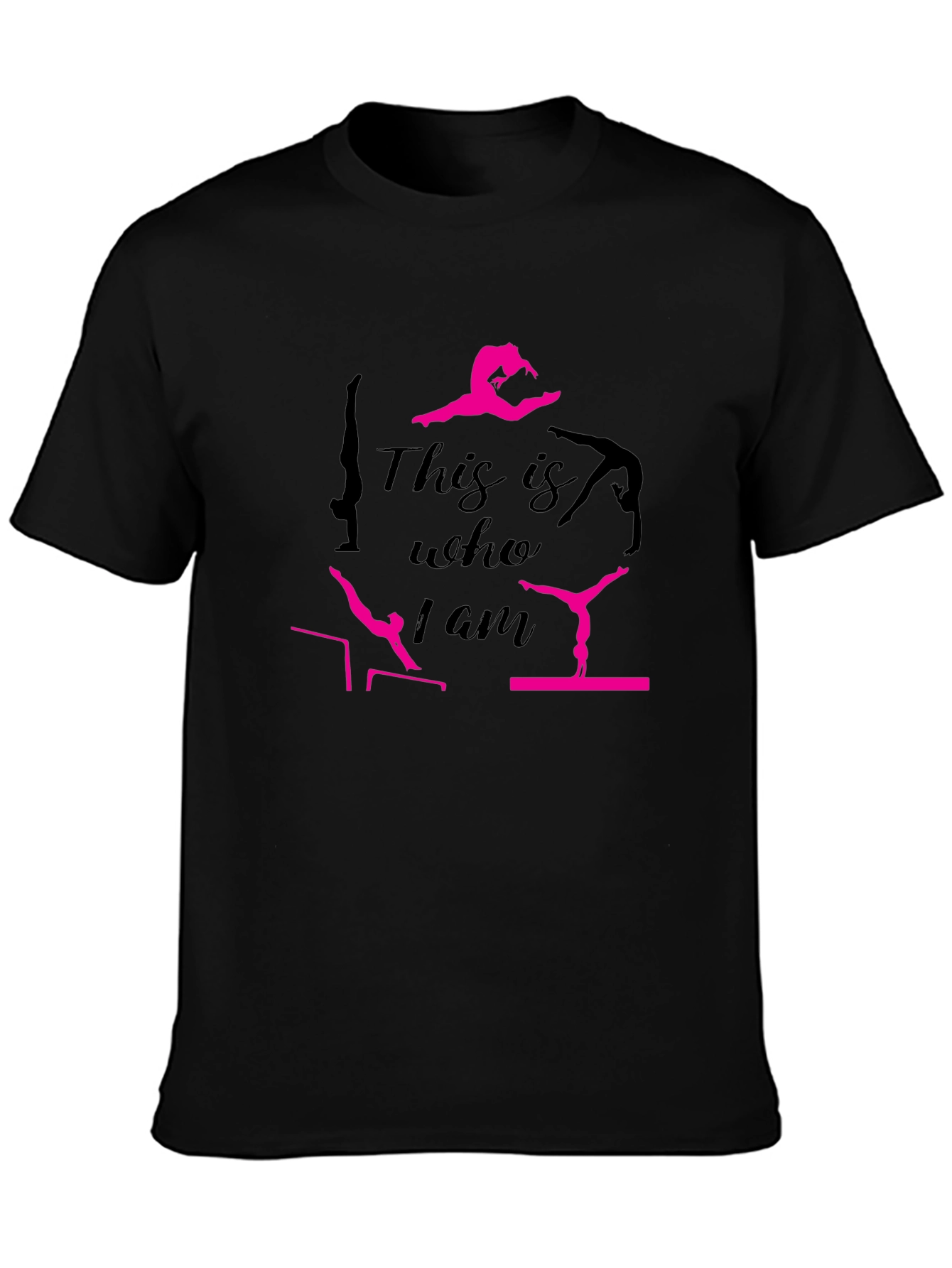 Camiseta Negra con Diseño de Gimnasta