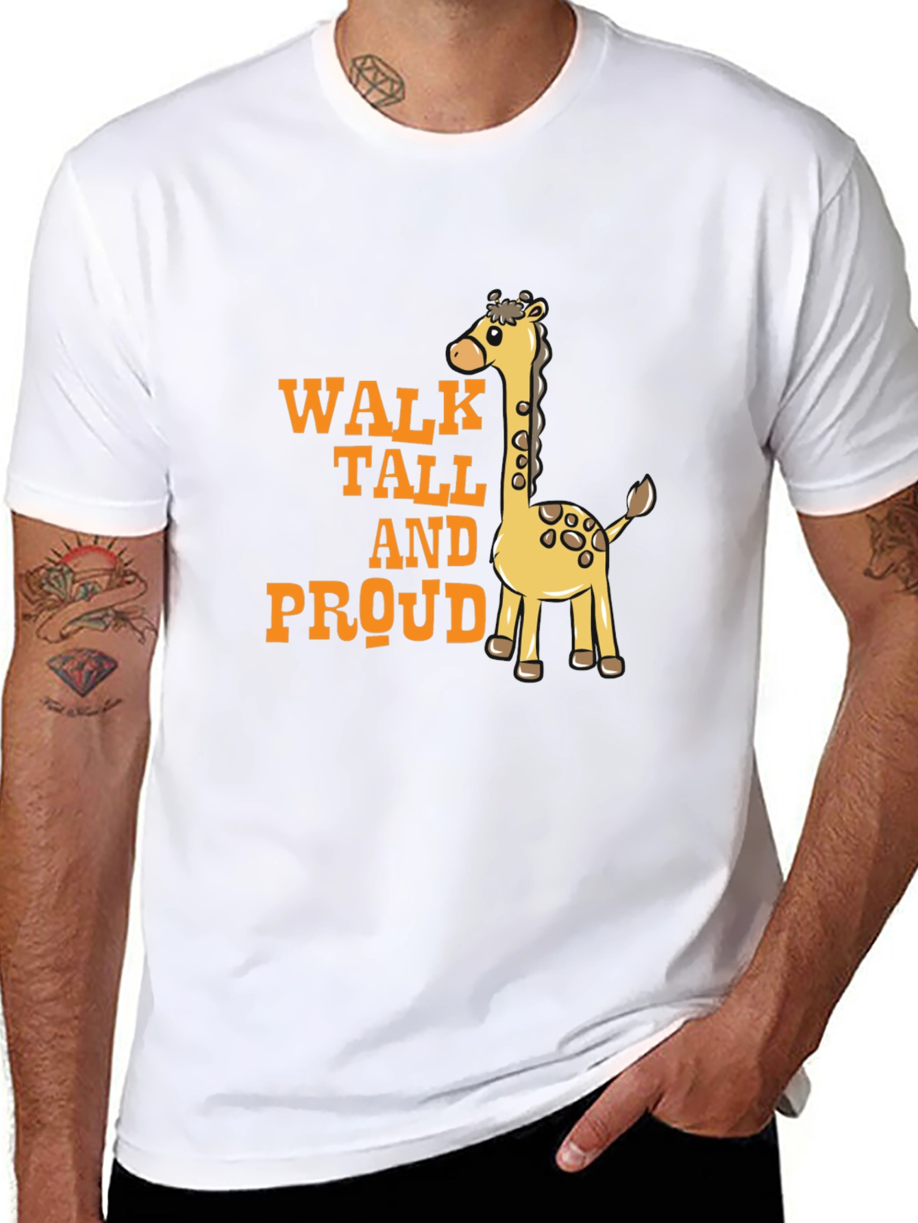 Camiseta Negra con Diseño de Jirafa Orgullosa