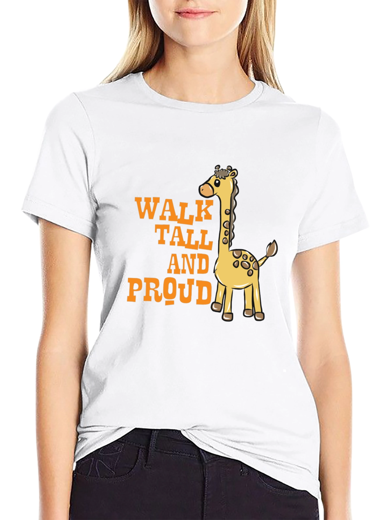 Camiseta Negra con Diseño de Jirafa Orgullosa
