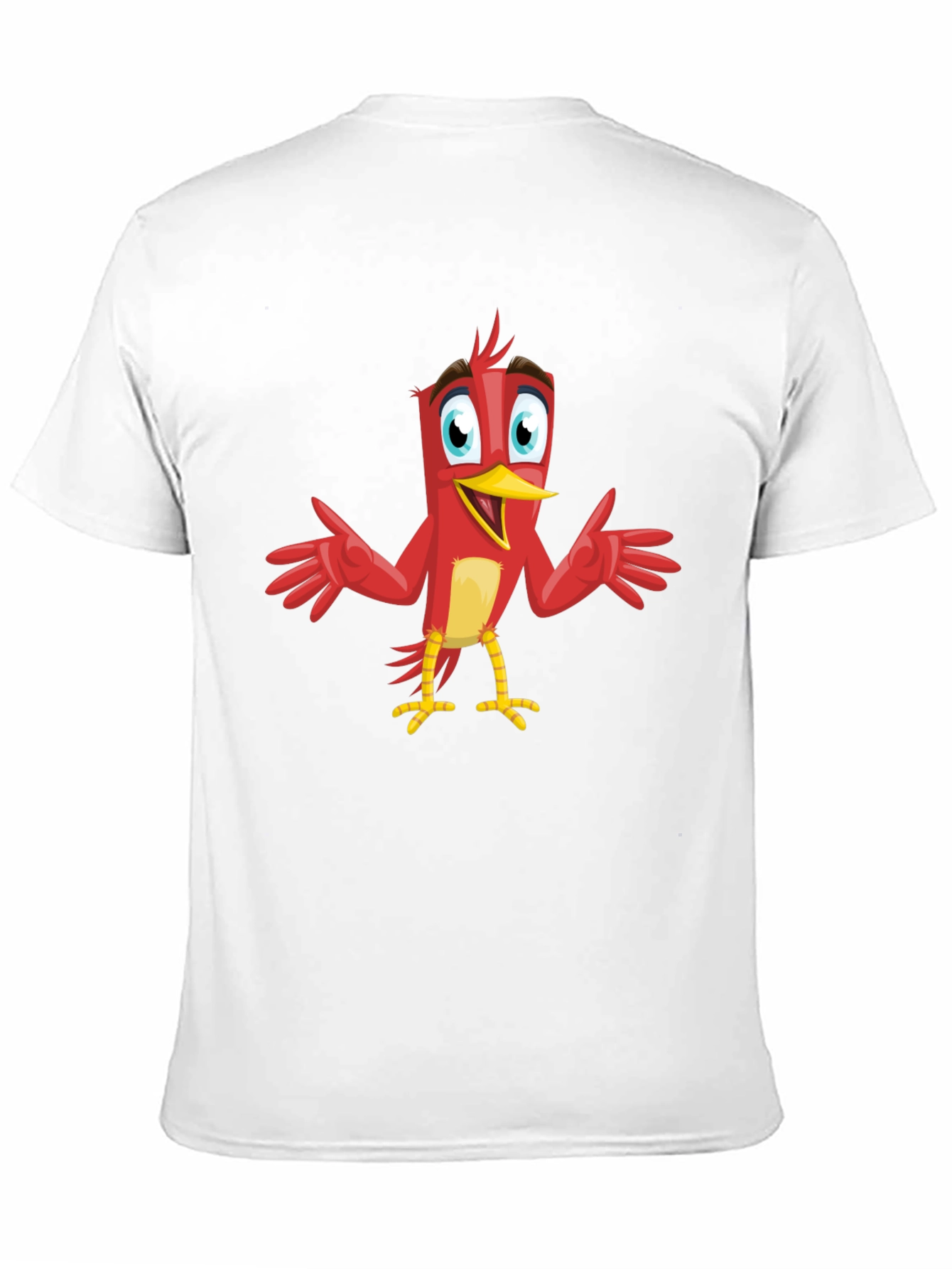 Camiseta Negra con Diseño de Pájaro Rojo Animado