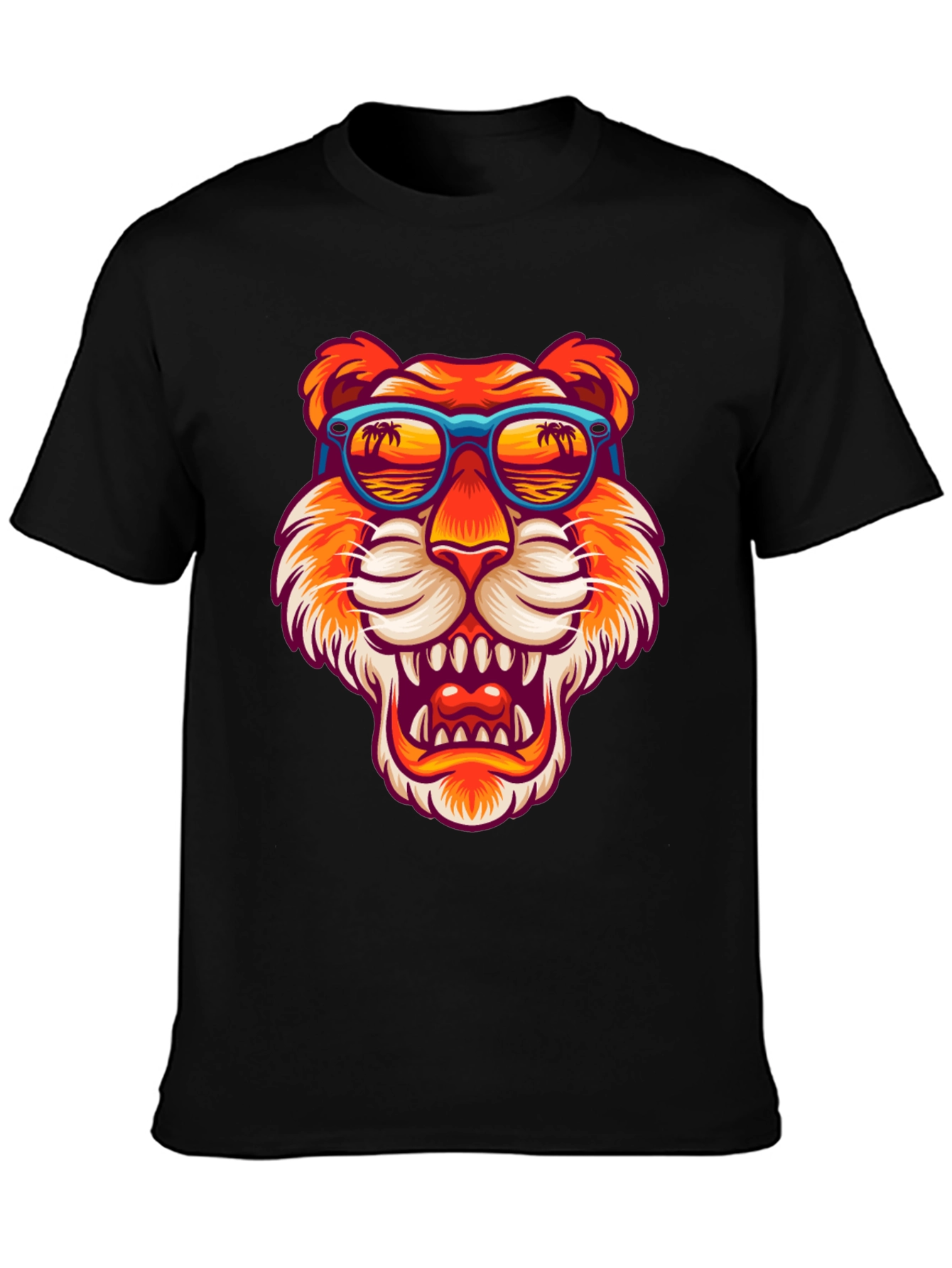 Camiseta Negra Tigre con Gafas de Sol