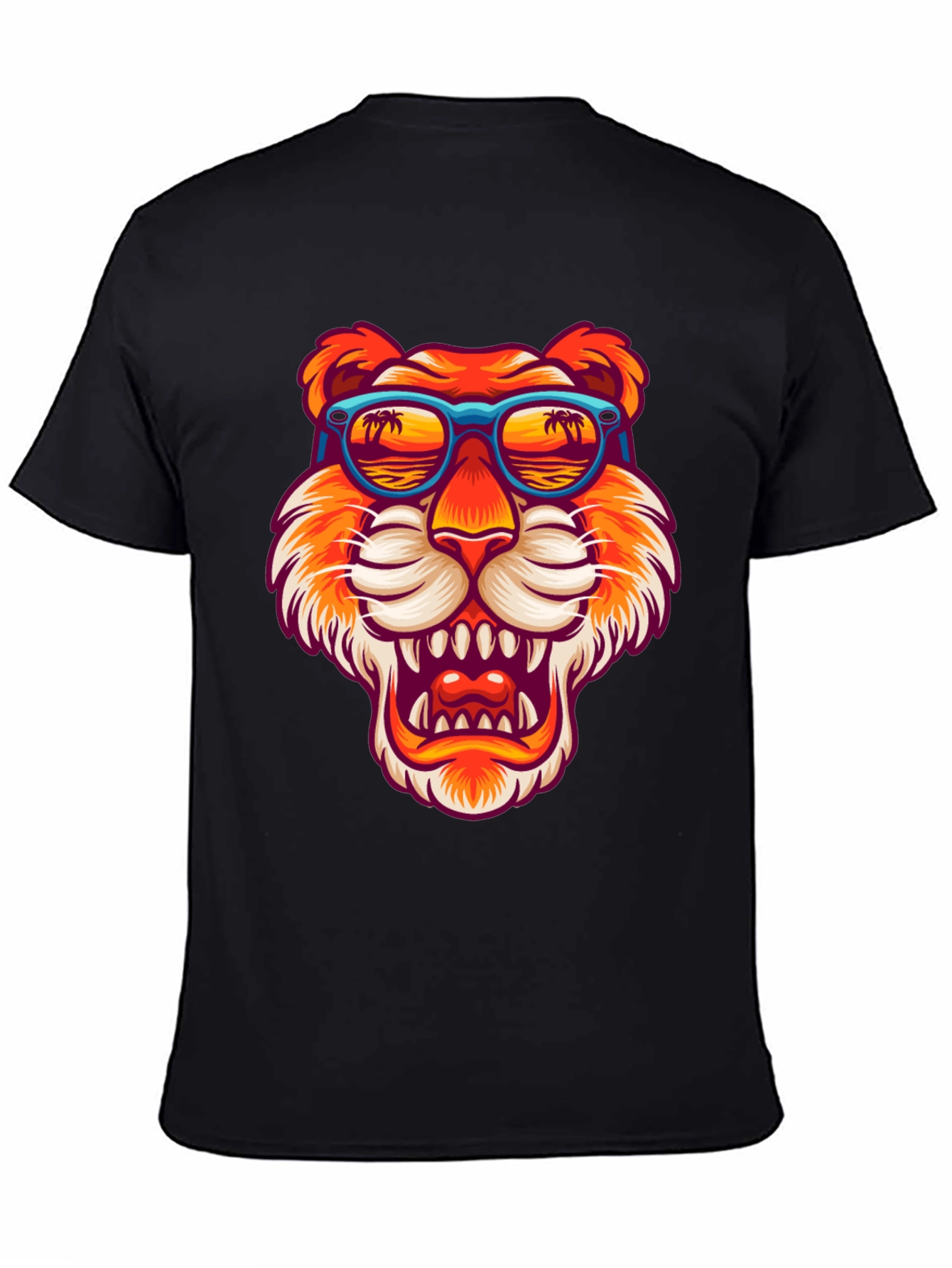 Camiseta Negra Tigre con Gafas de Sol