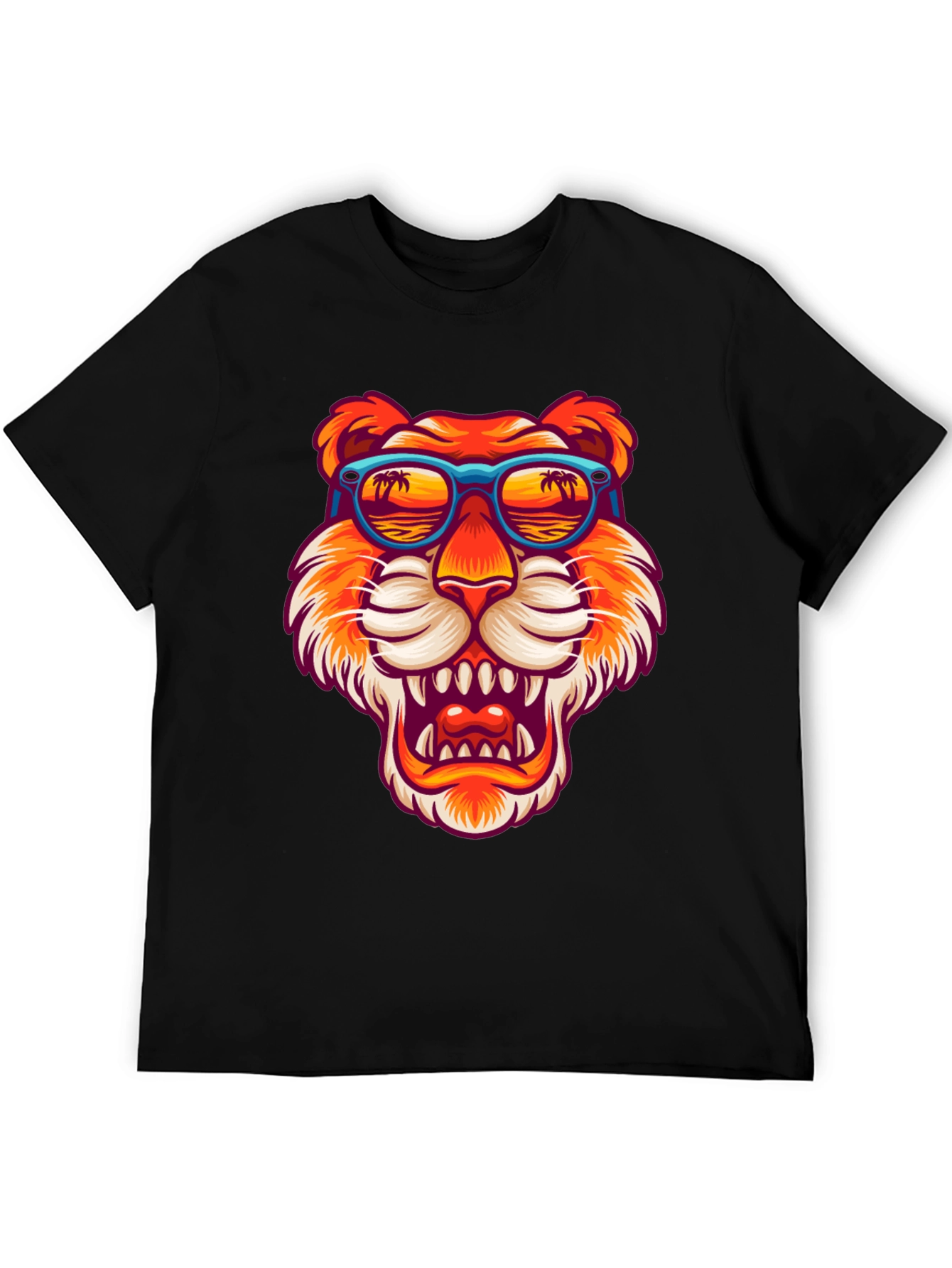 Camiseta Negra Tigre con Gafas de Sol