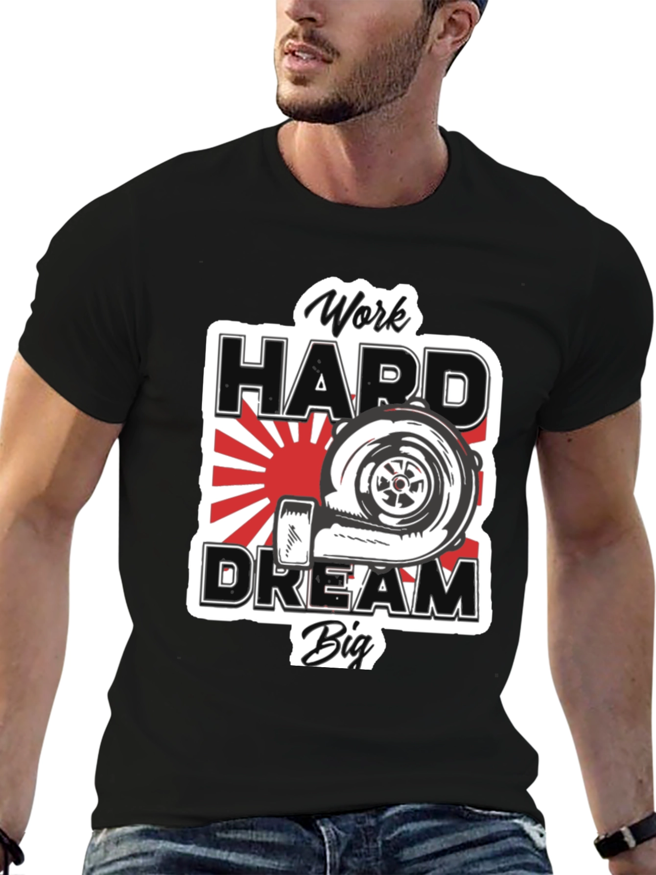 Camiseta Negra: Work Hard Dream Big
