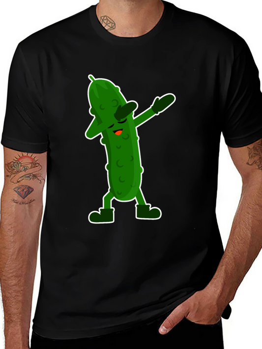 Camiseta Negra con Divertido Pepinillo Dabbing