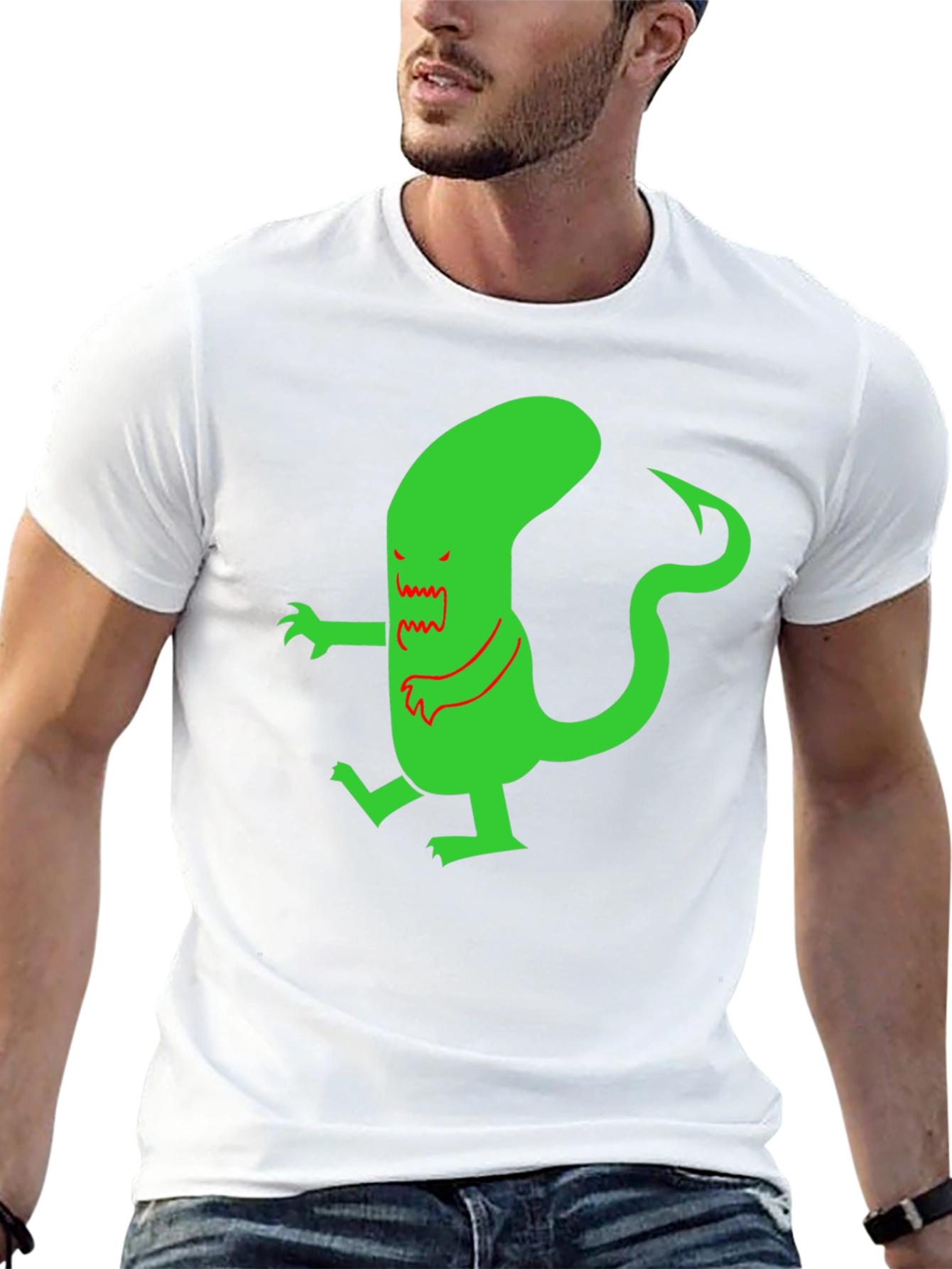 Camiseta Negra con Diseño Alienígena Divertido