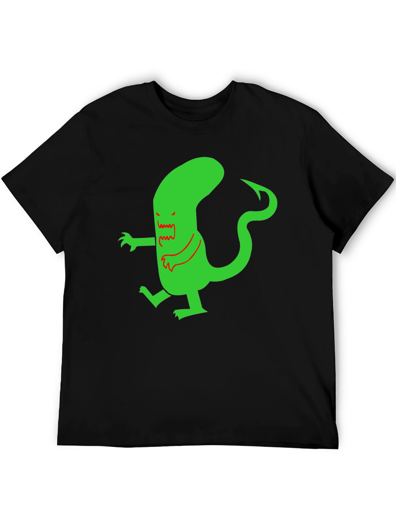 Camiseta Negra con Diseño Alienígena Divertido