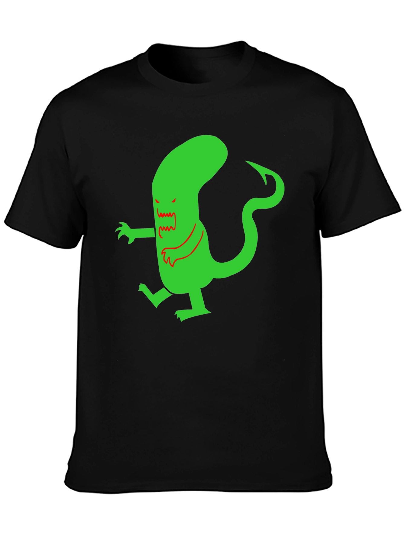 Camiseta Negra con Diseño Alienígena Divertido