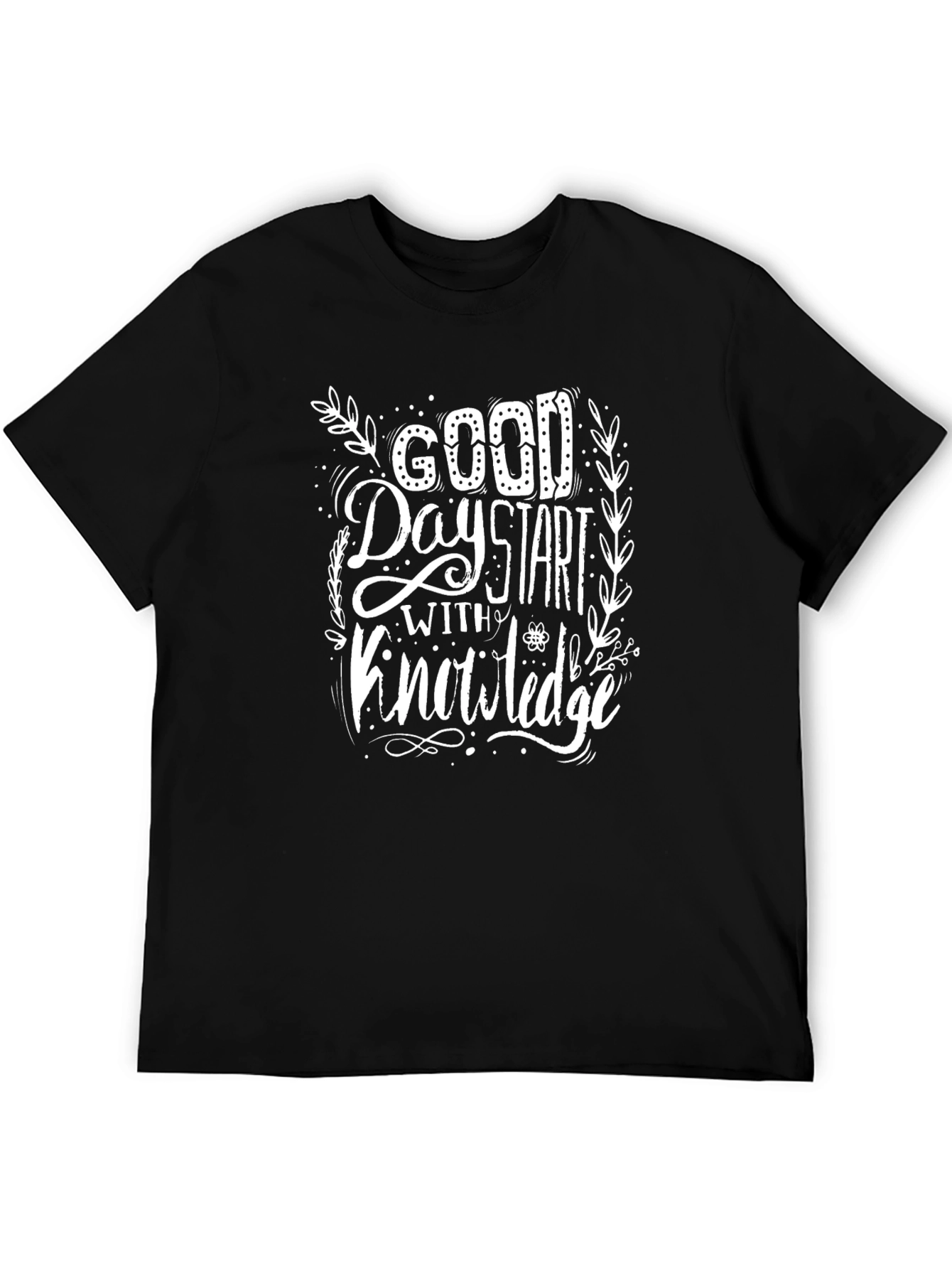 Camiseta Negra con Diseño Good Day Start With Knowledge