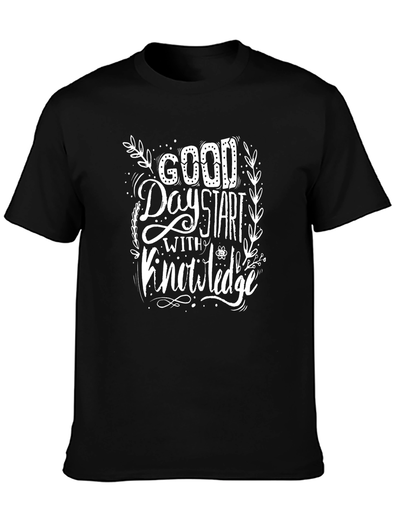 Camiseta Negra con Diseño Good Day Start With Knowledge