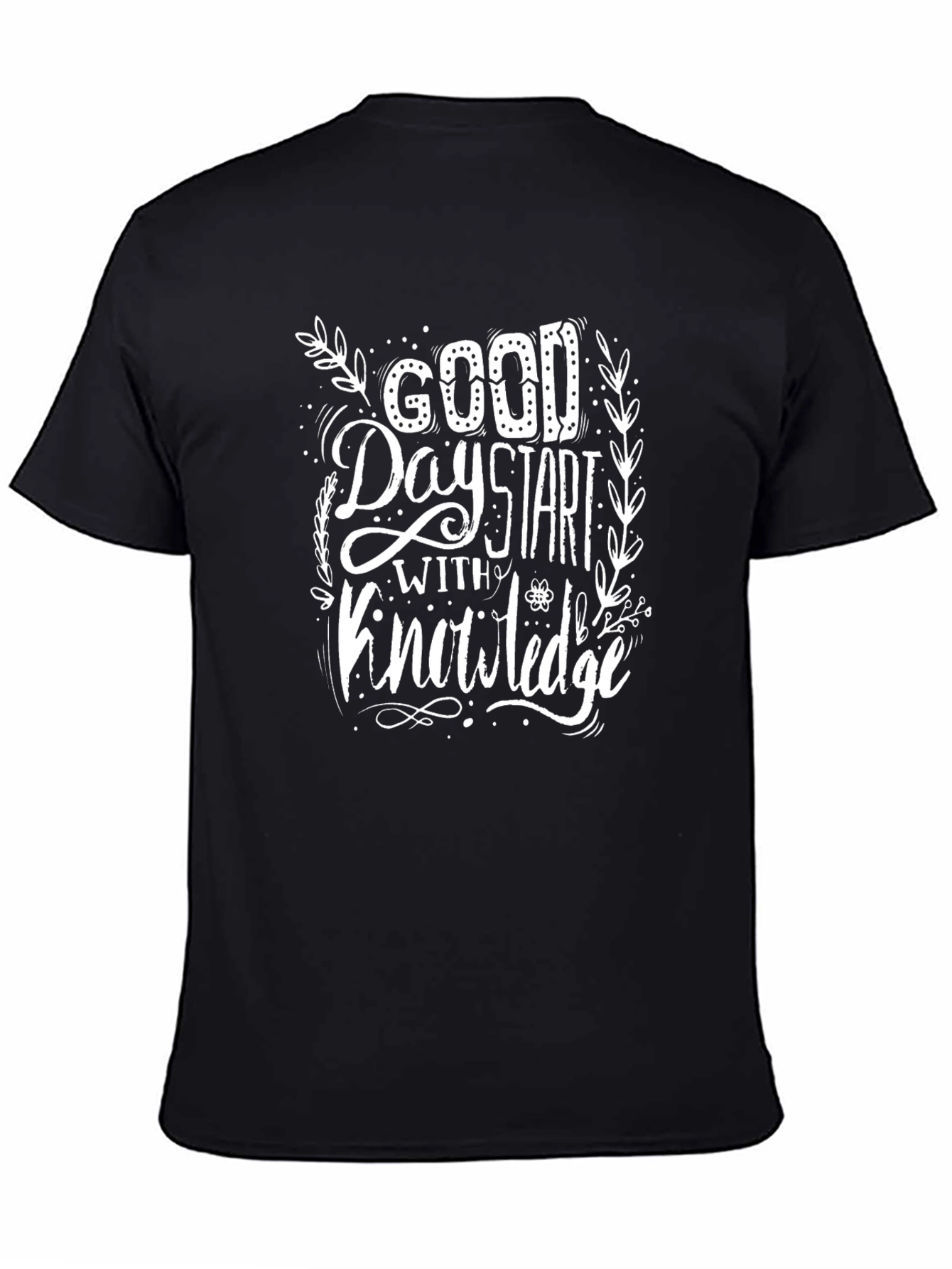 Camiseta Negra con Diseño Good Day Start With Knowledge