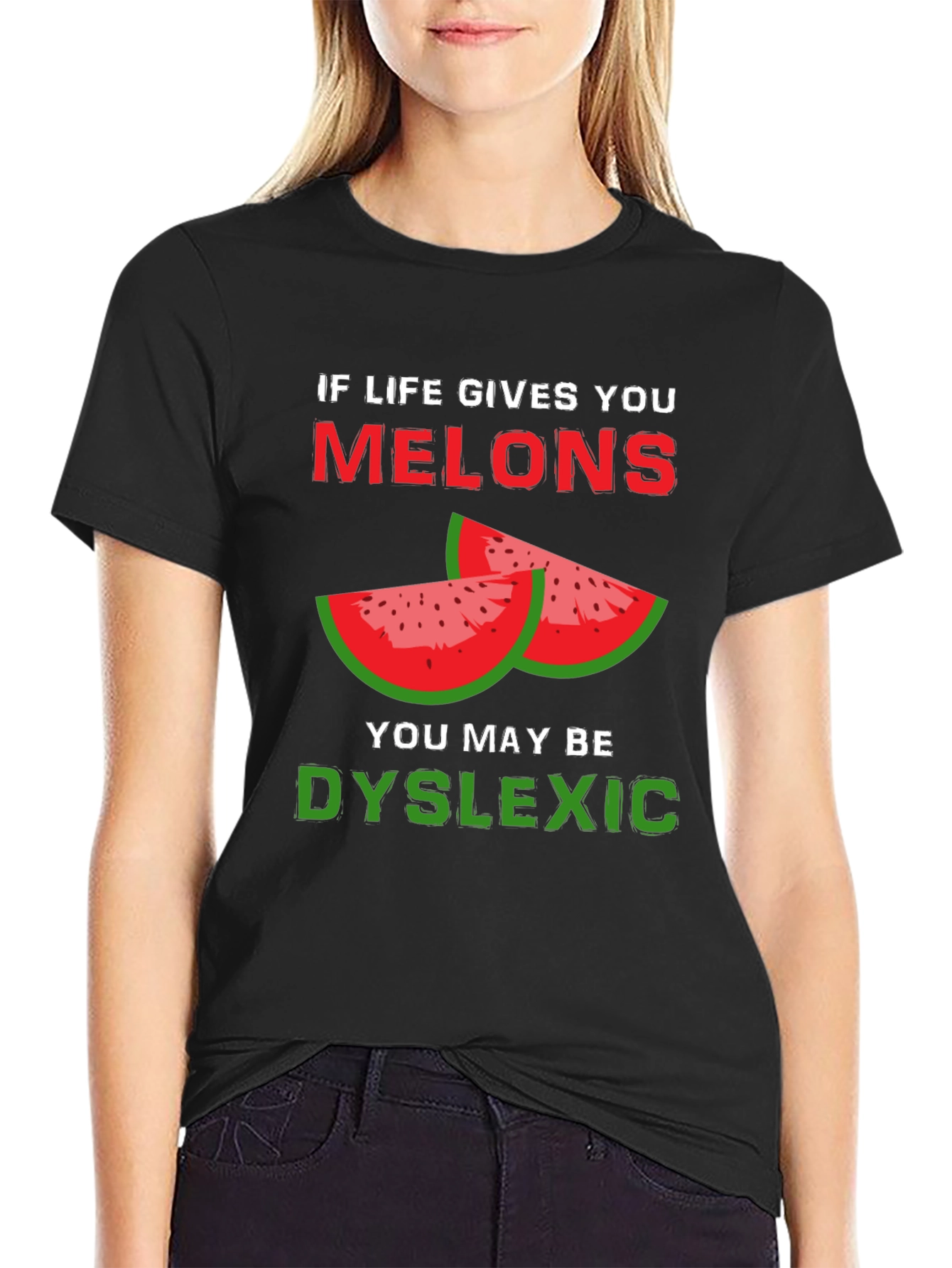 Camiseta Negra Humor Melones - Dislexia