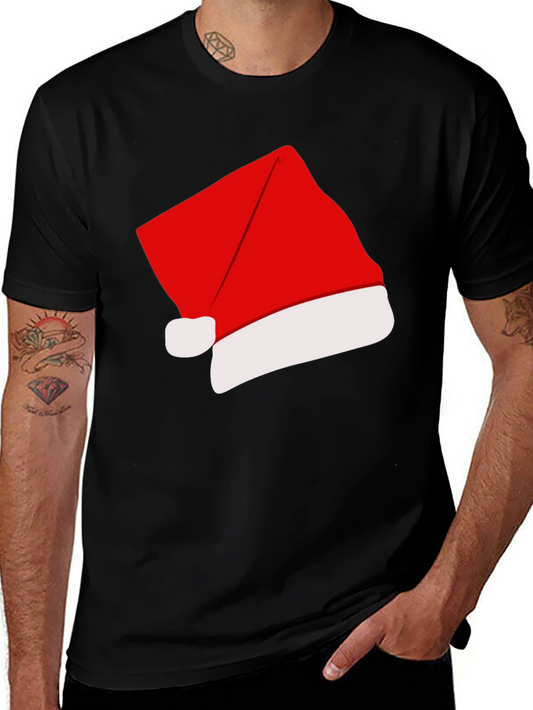 Camiseta Negra con Gorro de Navidad