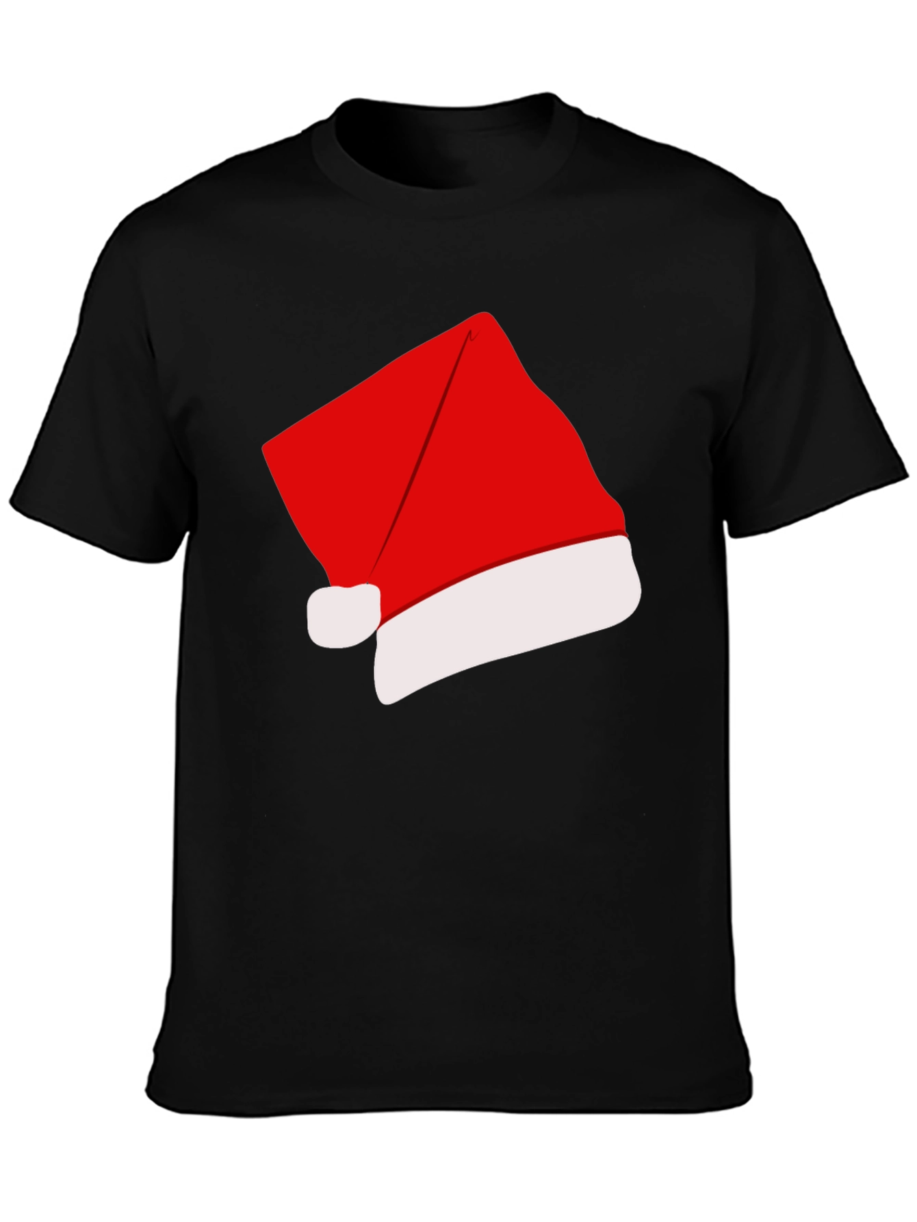 Camiseta Negra con Gorro de Navidad