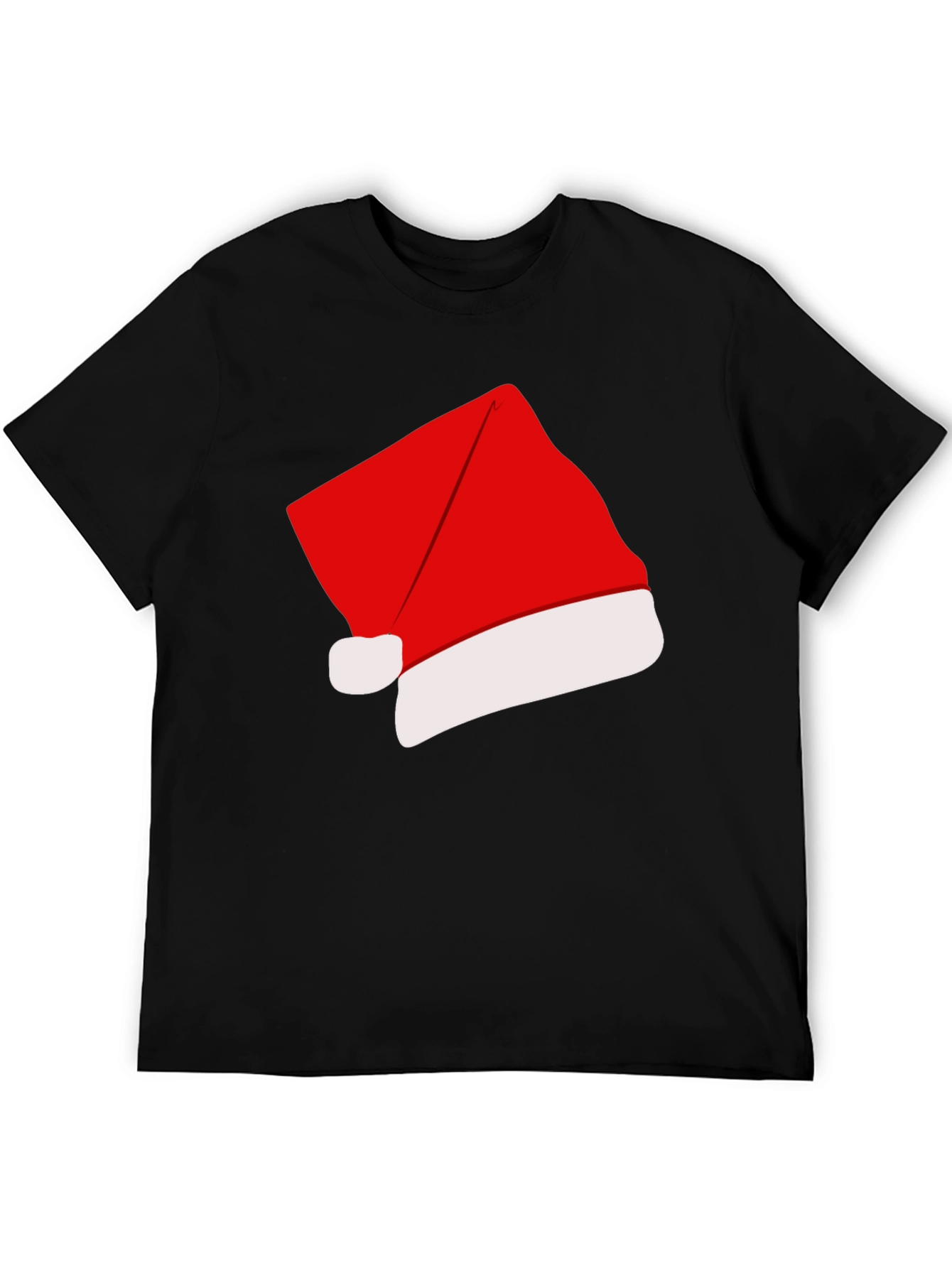 Camiseta Negra con Gorro de Navidad