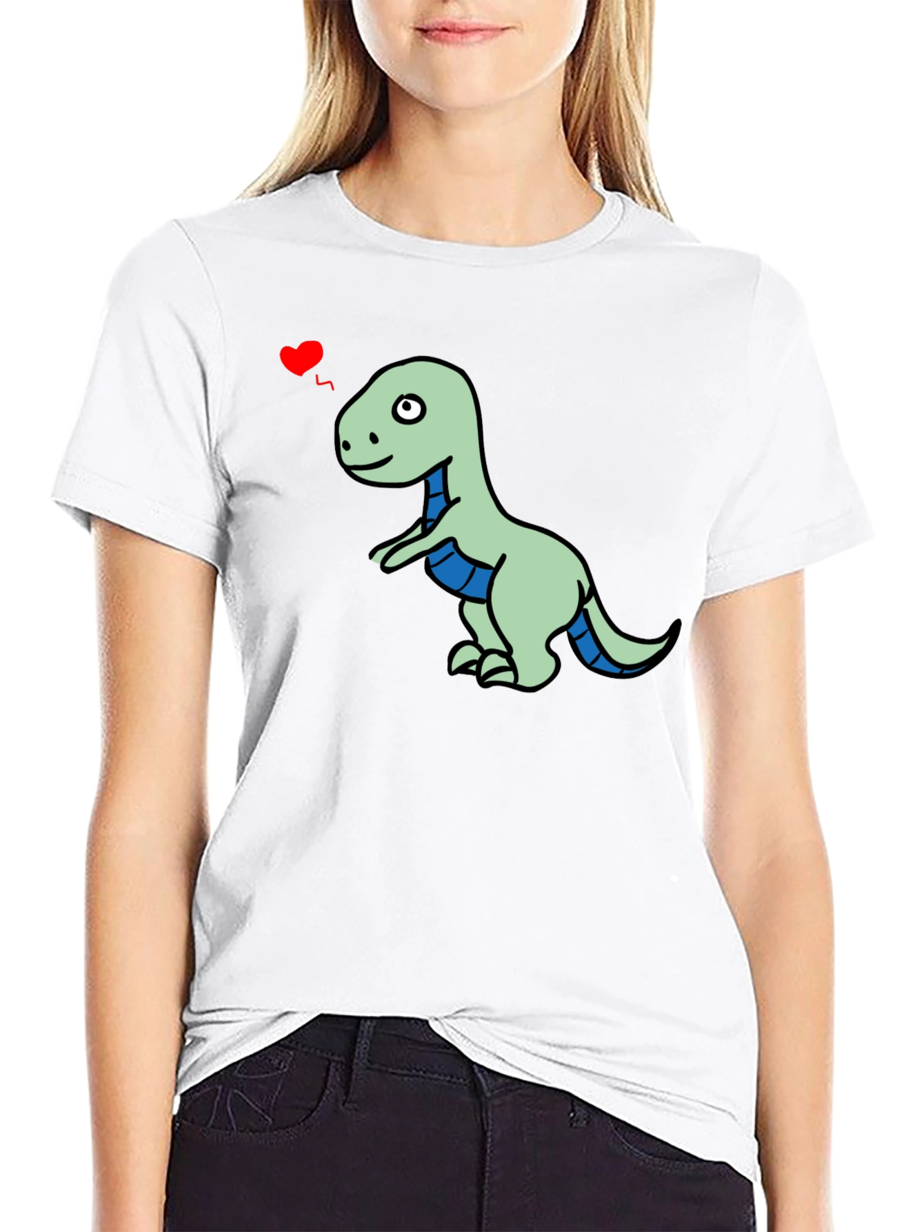 Camiseta Negra con Dinosaurio Enamorado