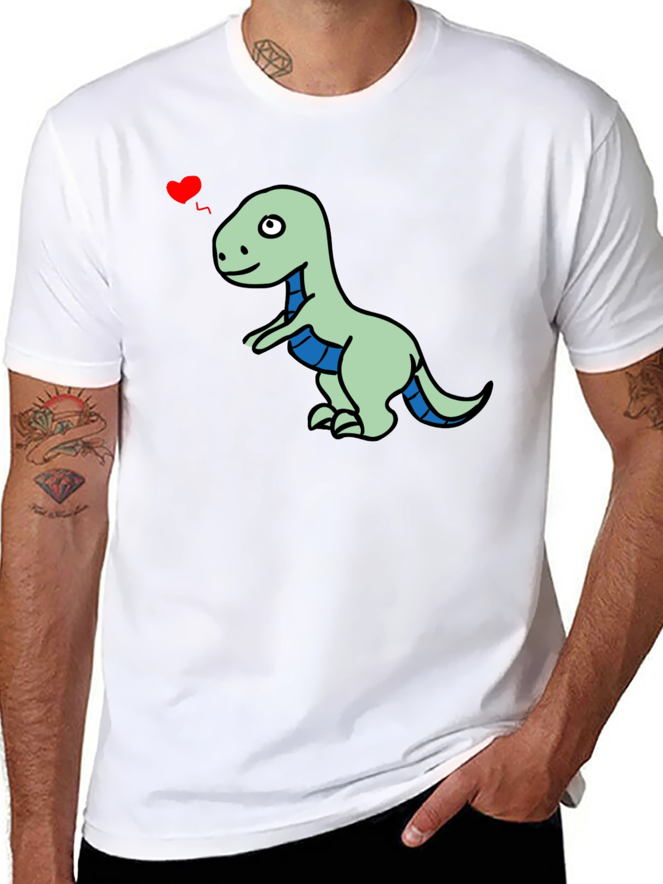 Camiseta Negra con Dinosaurio Enamorado
