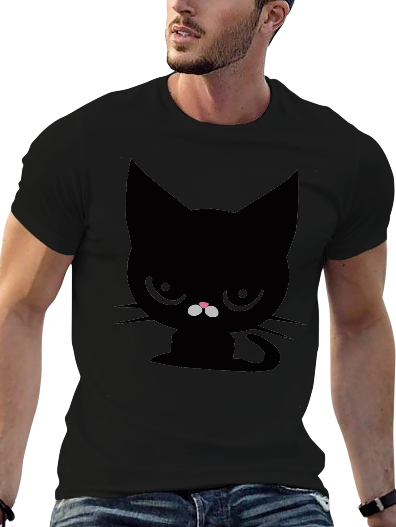 Camiseta Negra Gato Gruñón