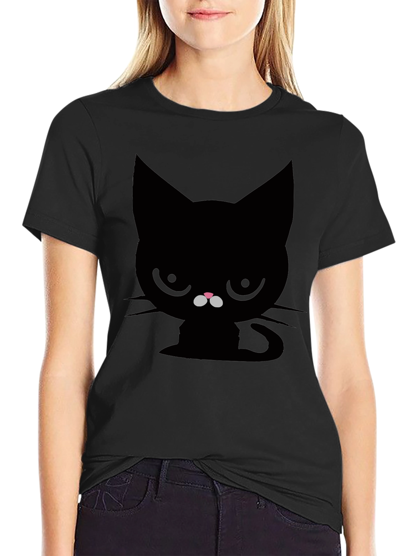 Camiseta Negra Gato Gruñón