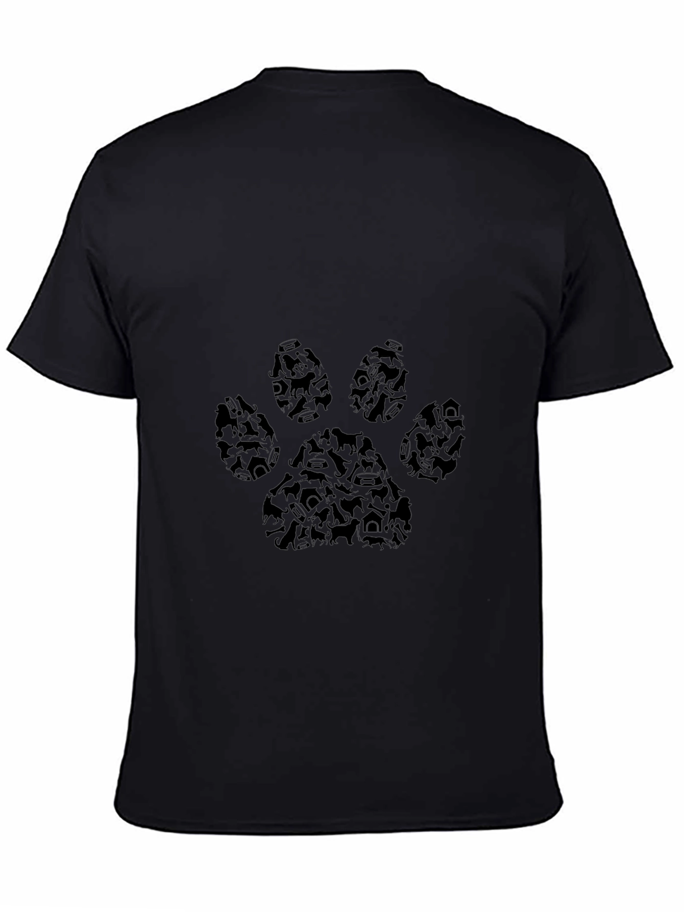 Camiseta Negra Huella de Perro Hombre