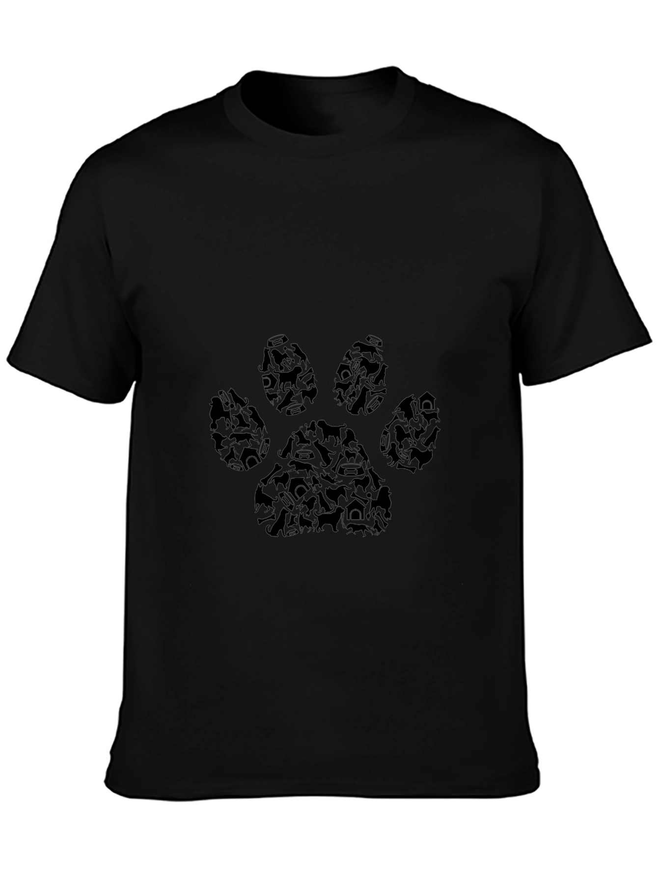 Camiseta Negra Huella de Perro Hombre
