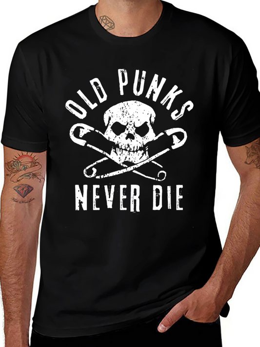 Camiseta Negra Punk con Calavera y Imperdibles