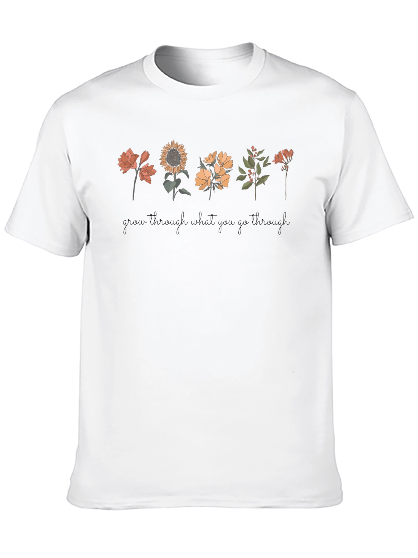 Camiseta Negra Unisex con Diseño Floral Inspirador