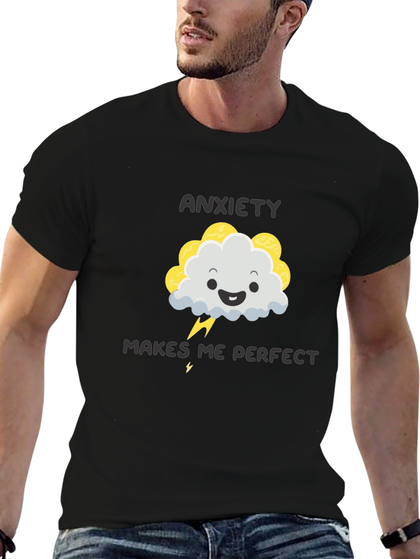 Camiseta Negra Ansiedad me hace perfecto