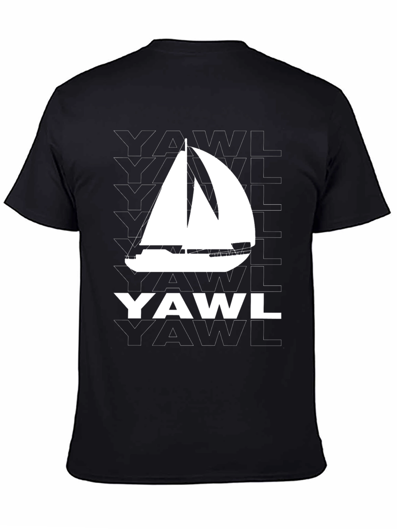 Camiseta Negra con Diseño de Velero YAWL