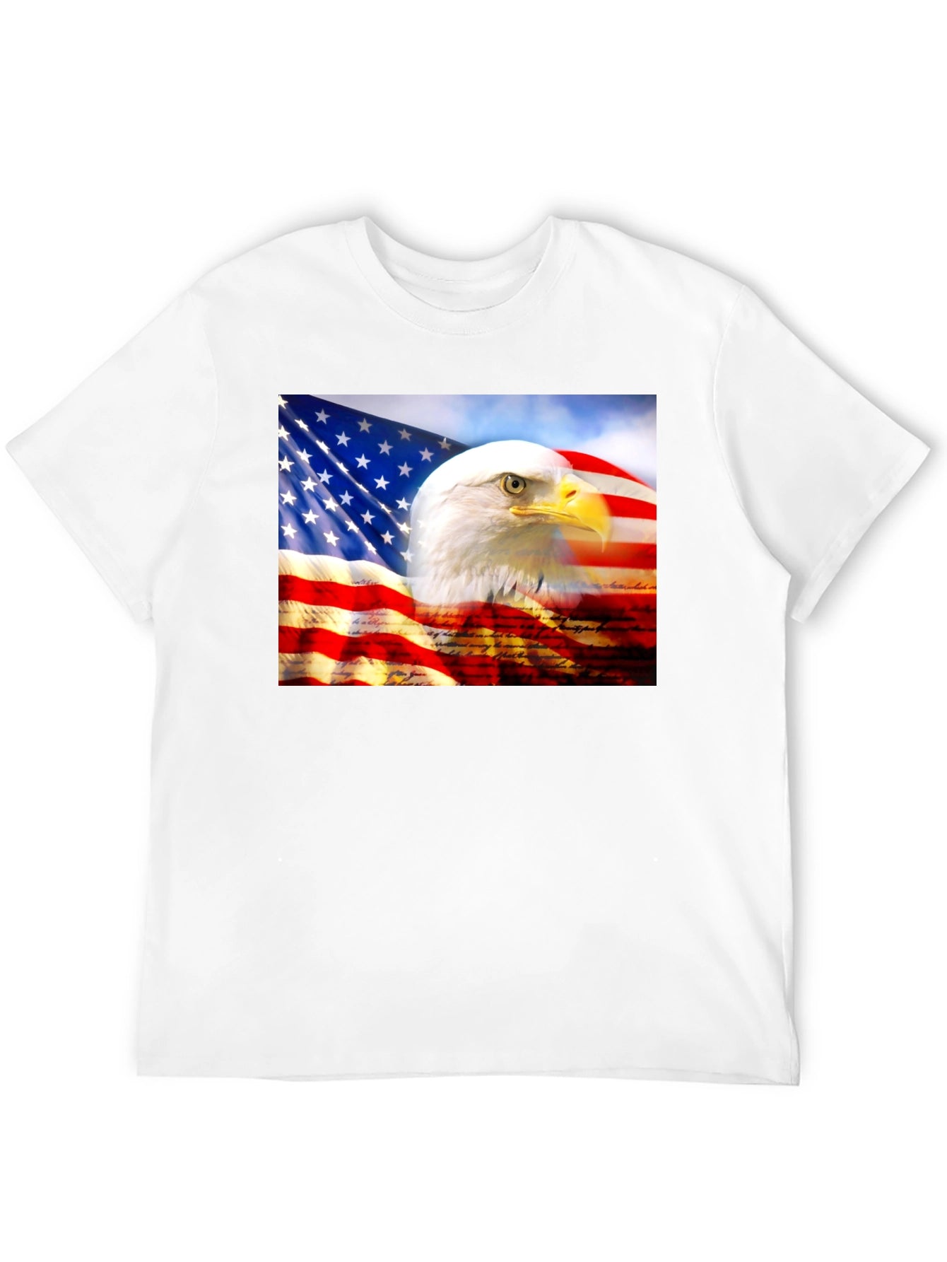 Camiseta Negra con Diseño de Águila y Bandera Americana