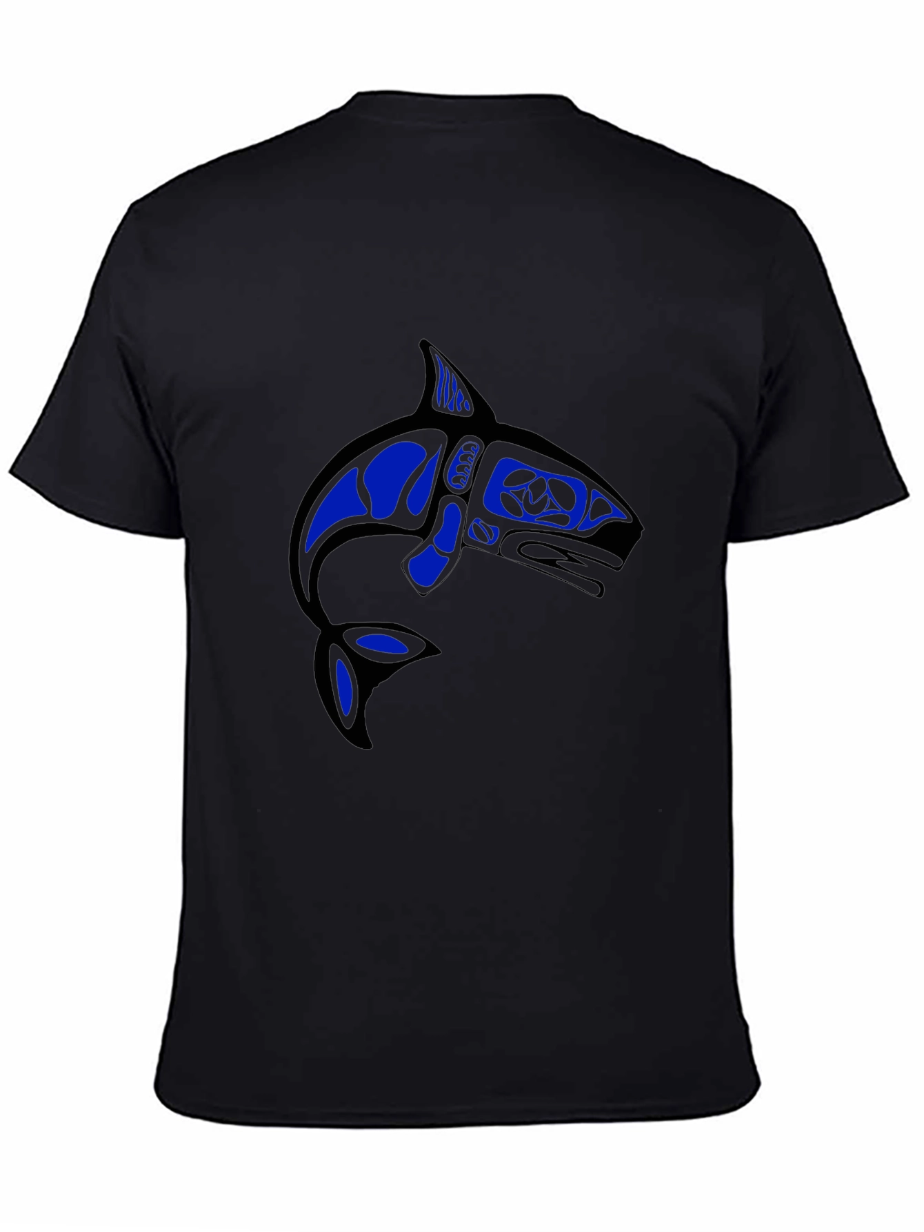 Camiseta Negra con Diseño de Orca Azul