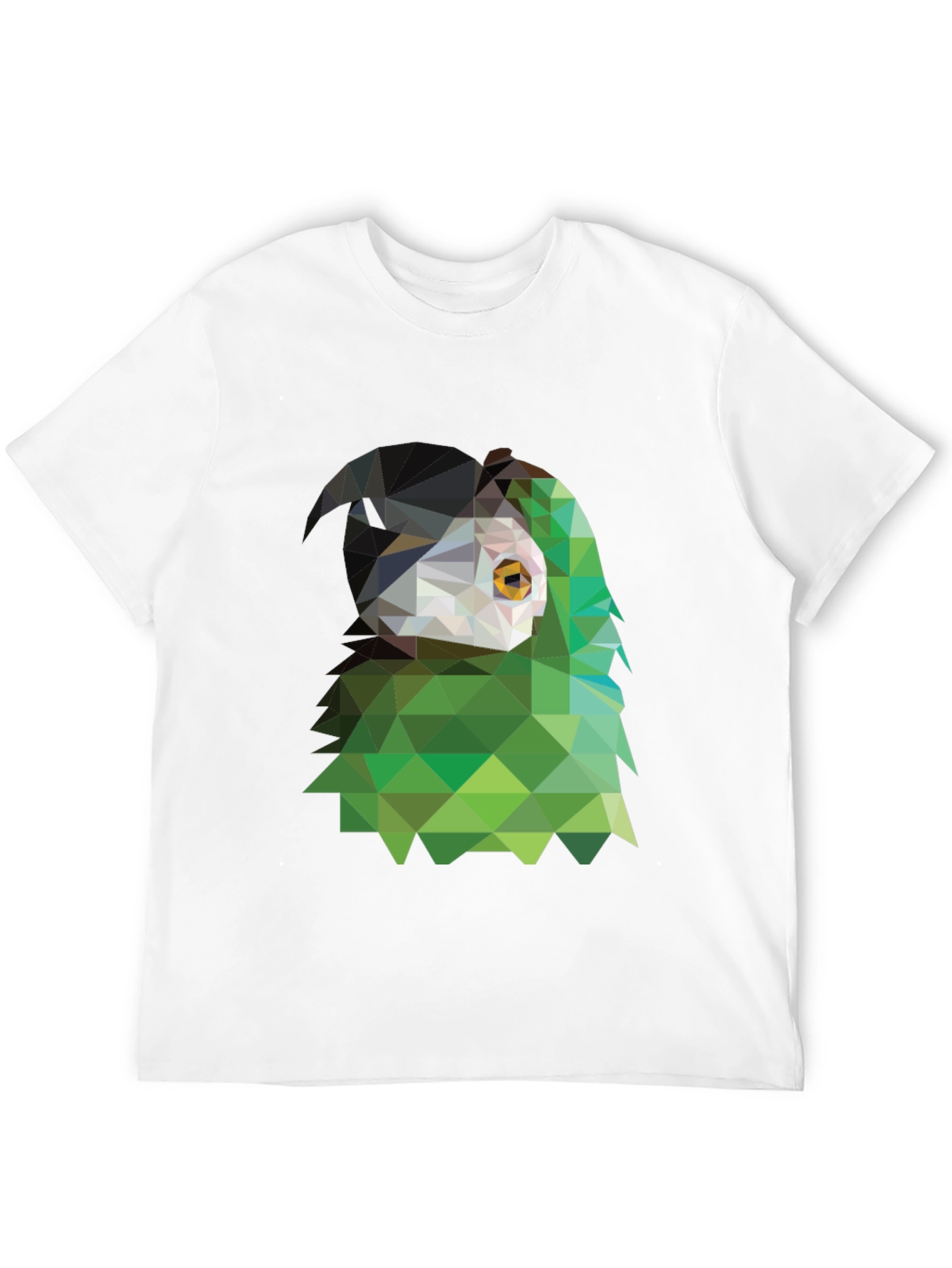 Camiseta Negra con Diseño Geométrico de Ave