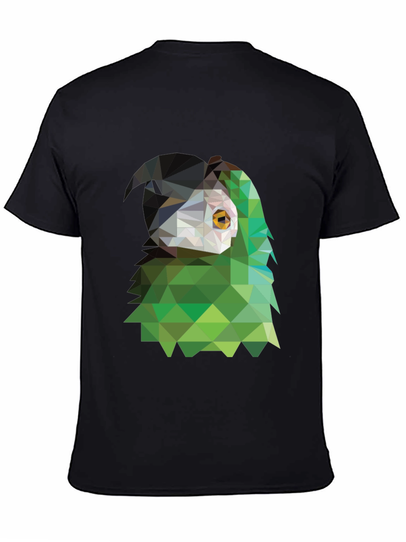 Camiseta Negra con Diseño Geométrico de Ave
