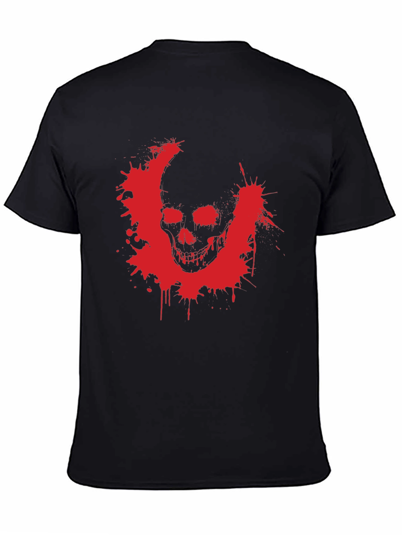 Camiseta Negra con Estampado de Calavera Roja