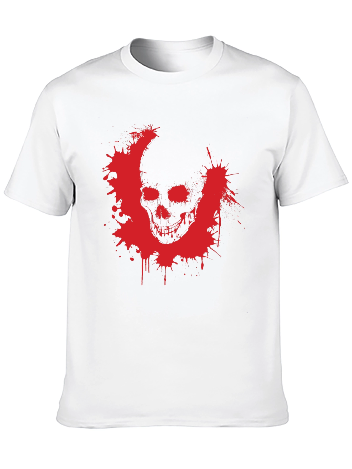 Camiseta Negra con Estampado de Calavera Roja