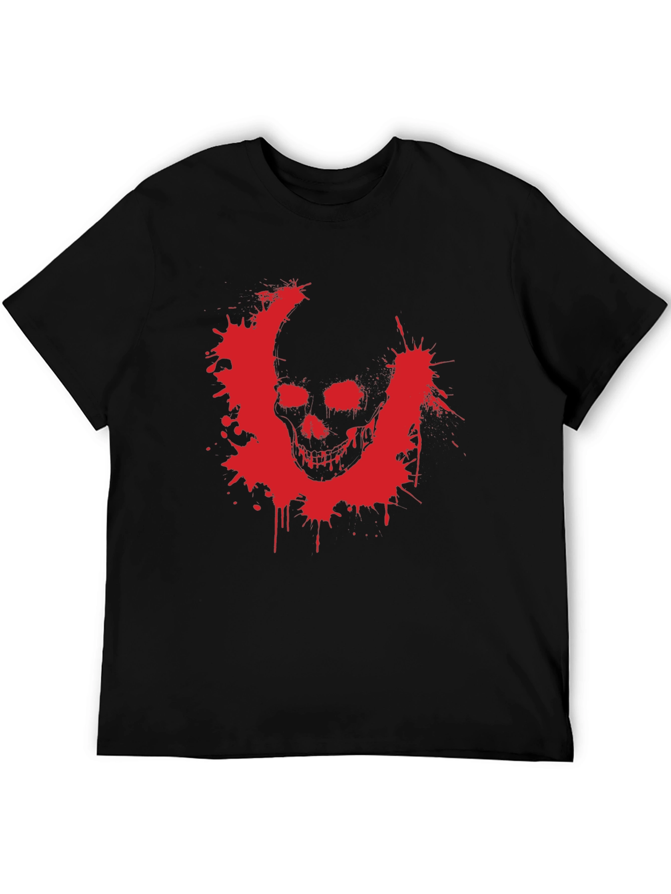Camiseta Negra con Estampado de Calavera Roja