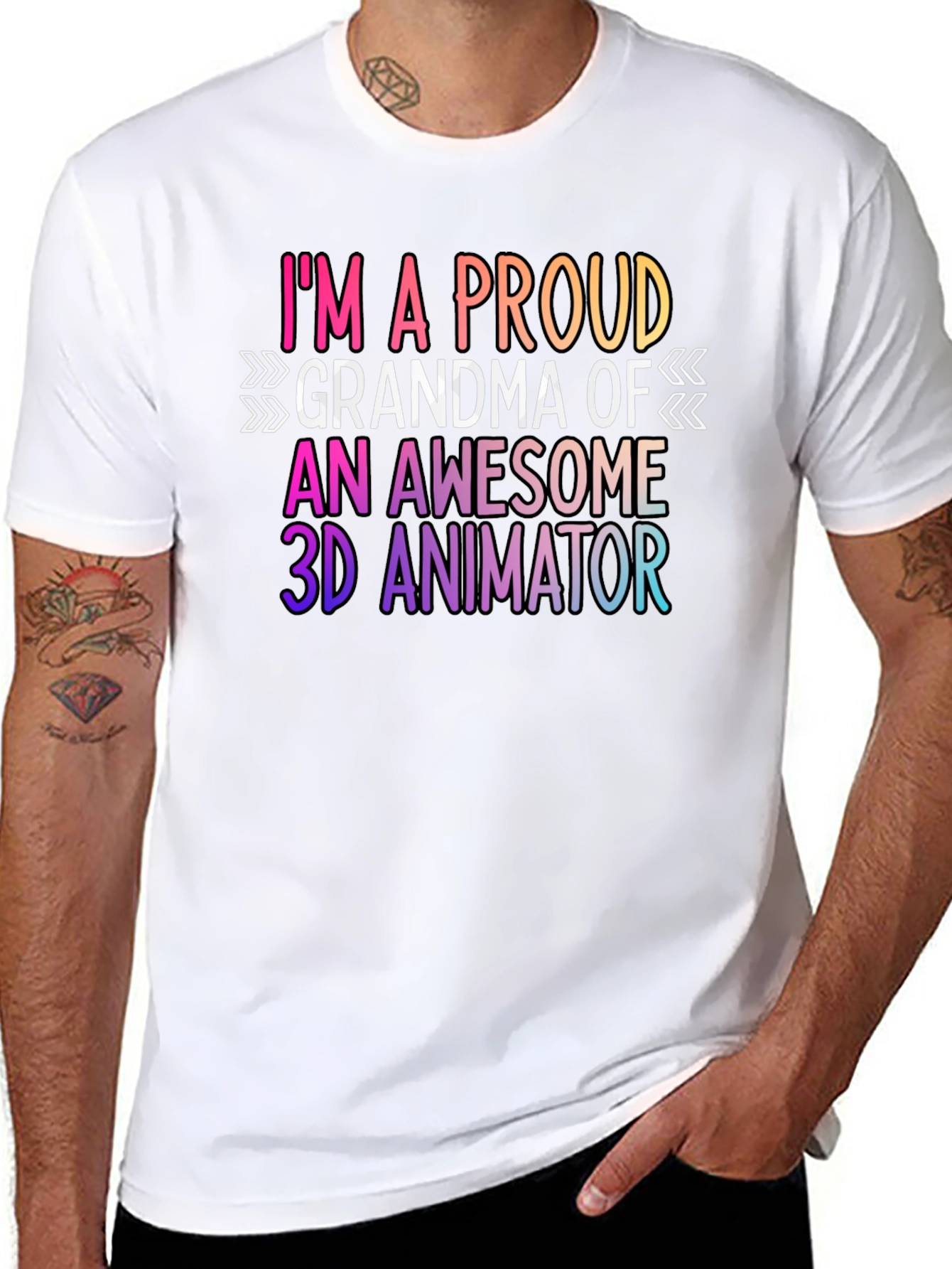 Camiseta Negra Abuela Orgullosa de Animador 3D