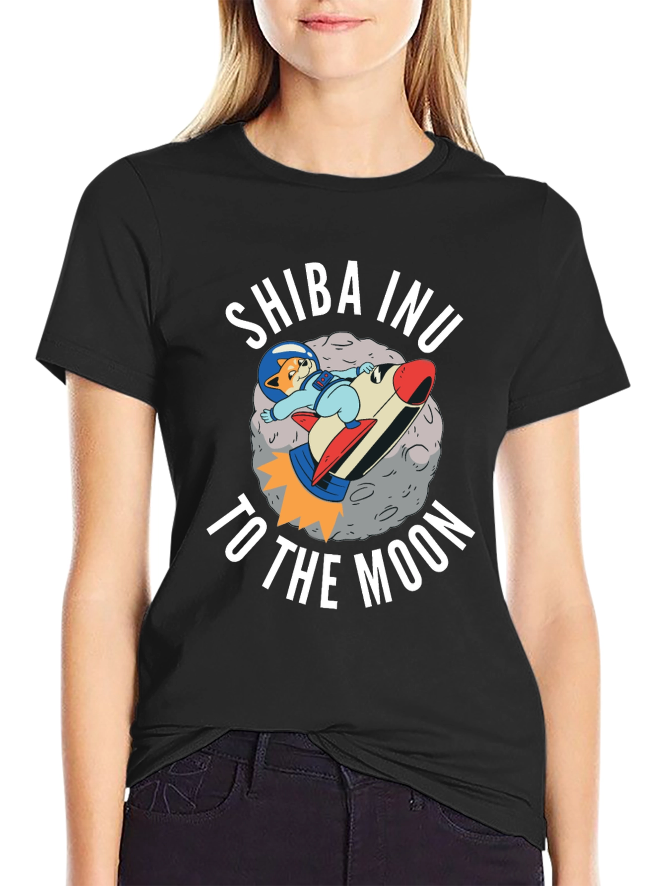 Camiseta Negra Shiba Inu To The Moon