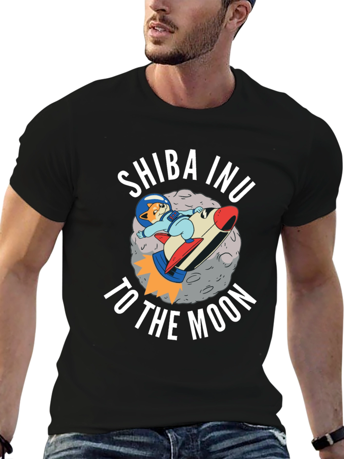 Camiseta Negra Shiba Inu To The Moon