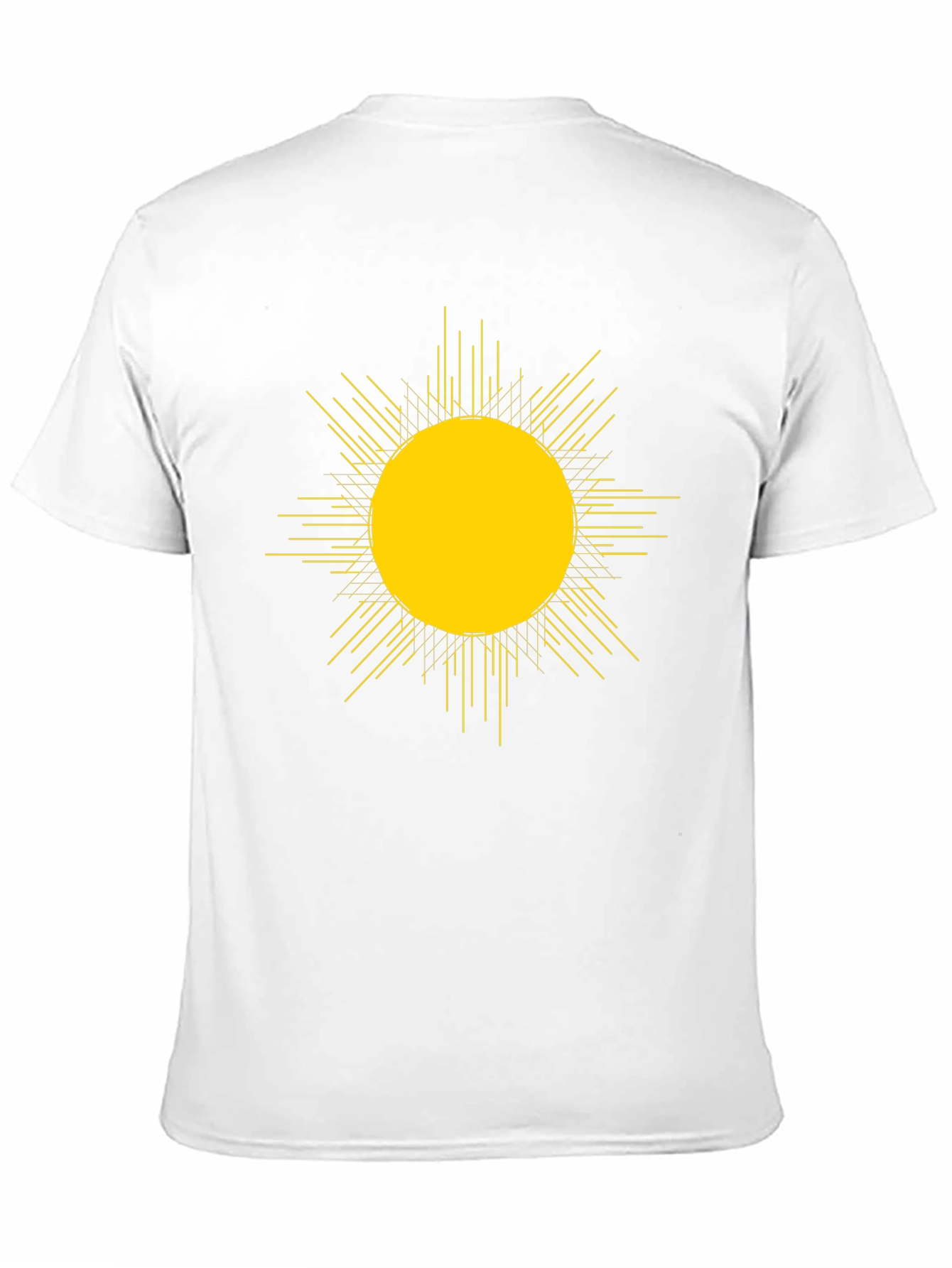 Camiseta Negra con Diseño de Sol Abstracto Amarillo
