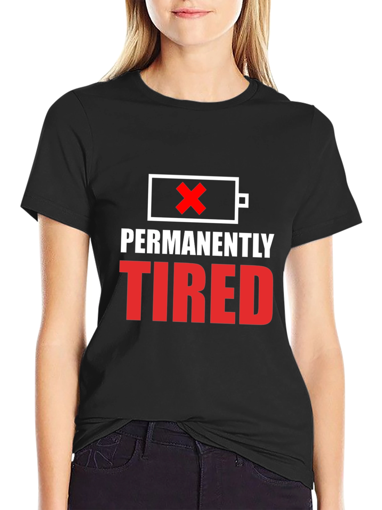 Camiseta Negra - Permanentemente Cansado