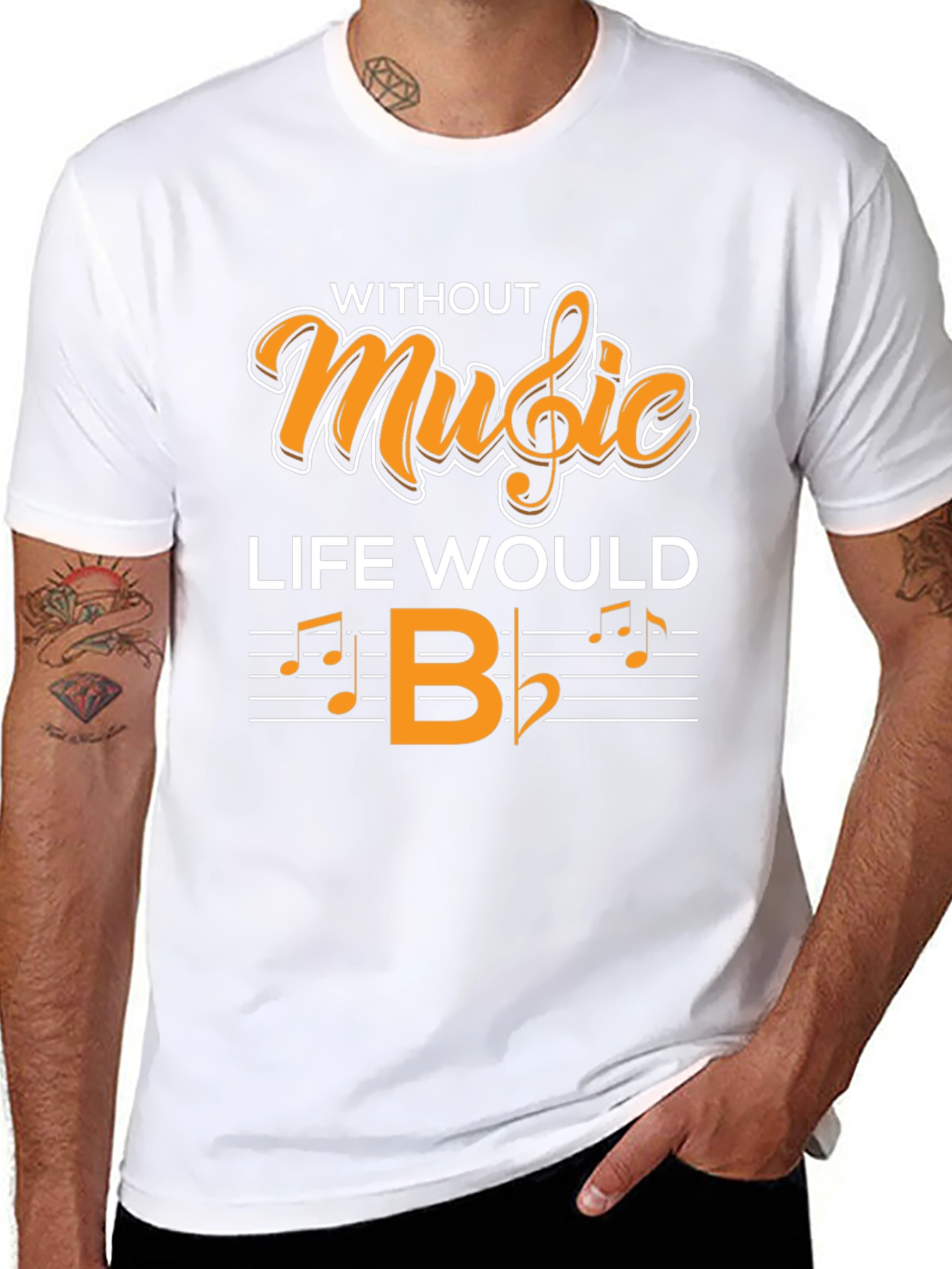 Camiseta Negra Without Music Life Would B♭