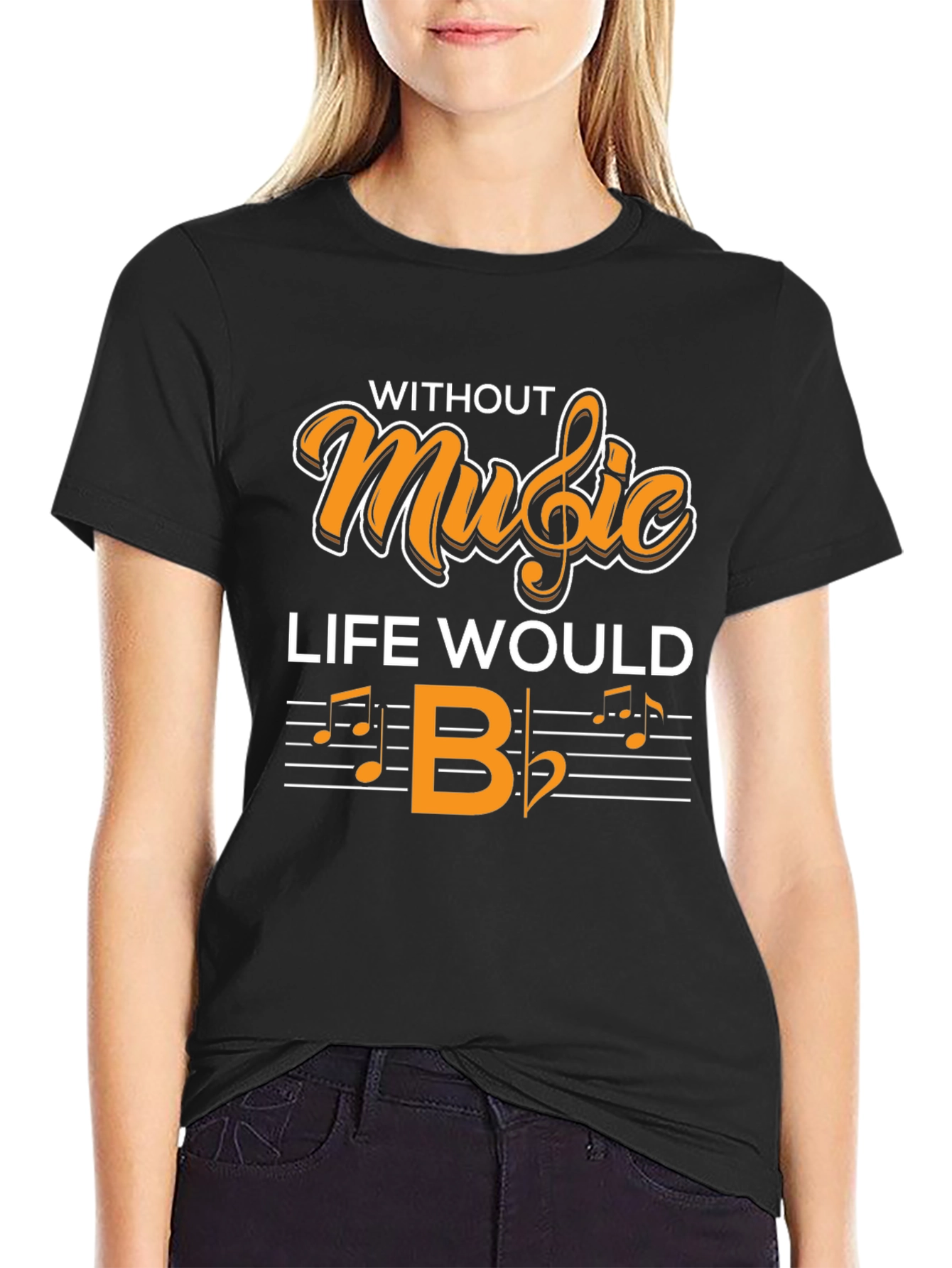 Camiseta Negra Without Music Life Would B♭