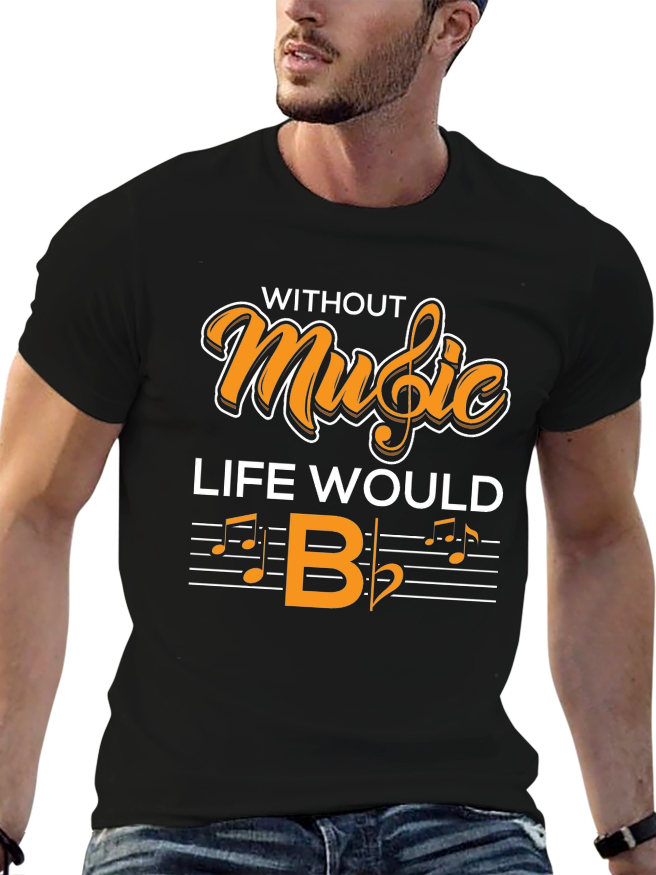 Camiseta Negra Without Music Life Would B♭