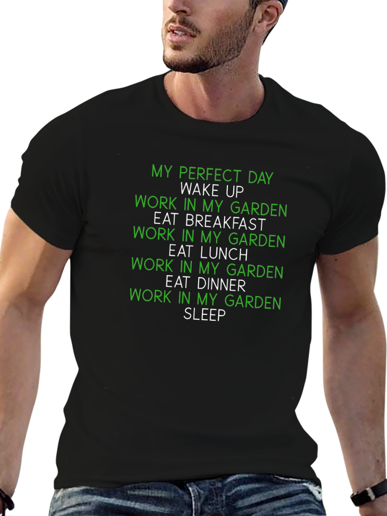Camiseta Negra Día Perfecto en el Jardín